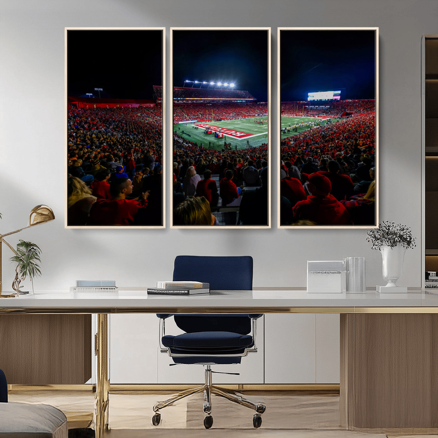 MGV-FC-48X32-3P - Rutgers Scarlet Knights Football Team Print - SHI Stadium, Piscataway Wall Art Canvas Print