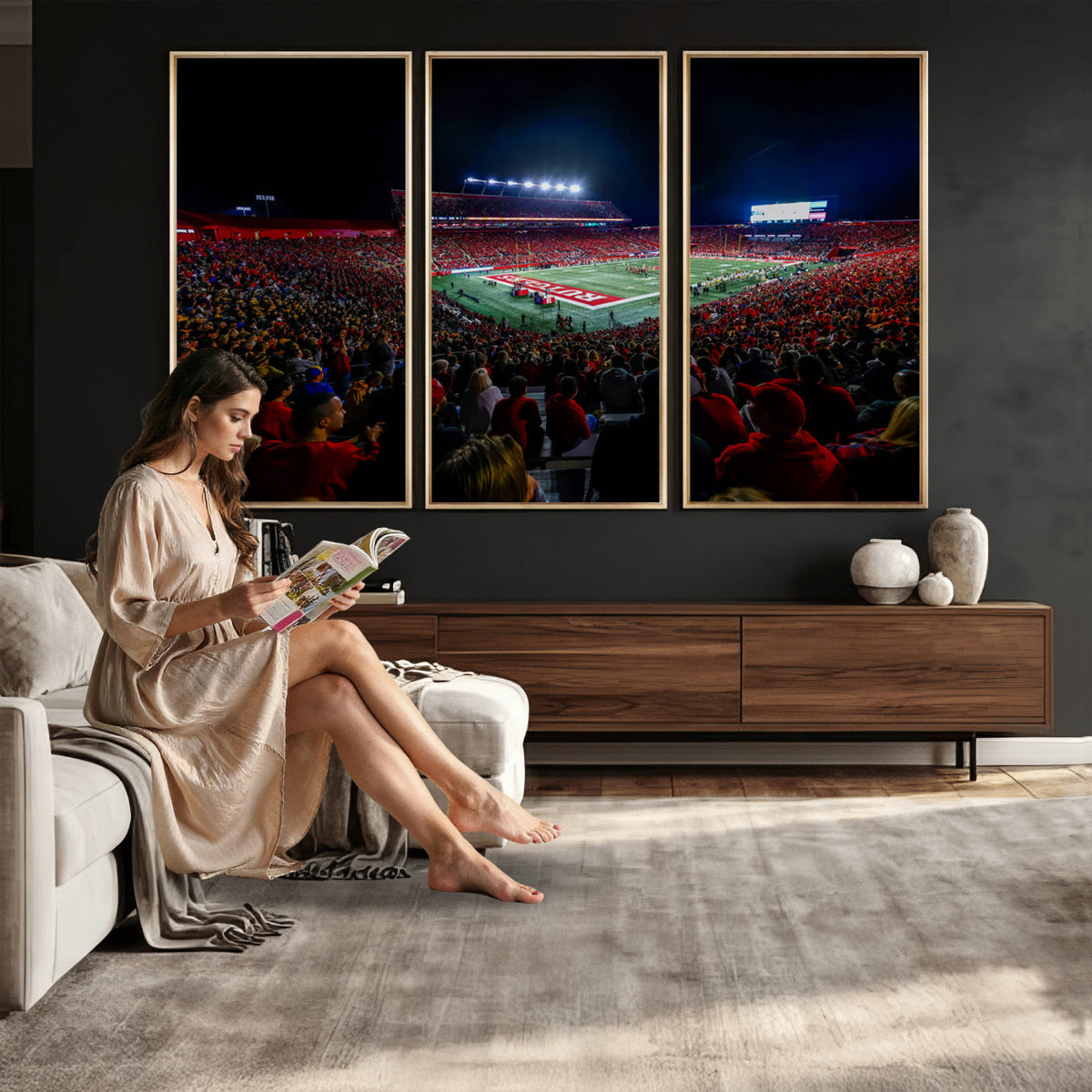 18115-PAN-FL-20X10 - Rutgers Scarlet Knights Football Team Print - SHI Stadium, Piscataway Wall Art Canvas Print