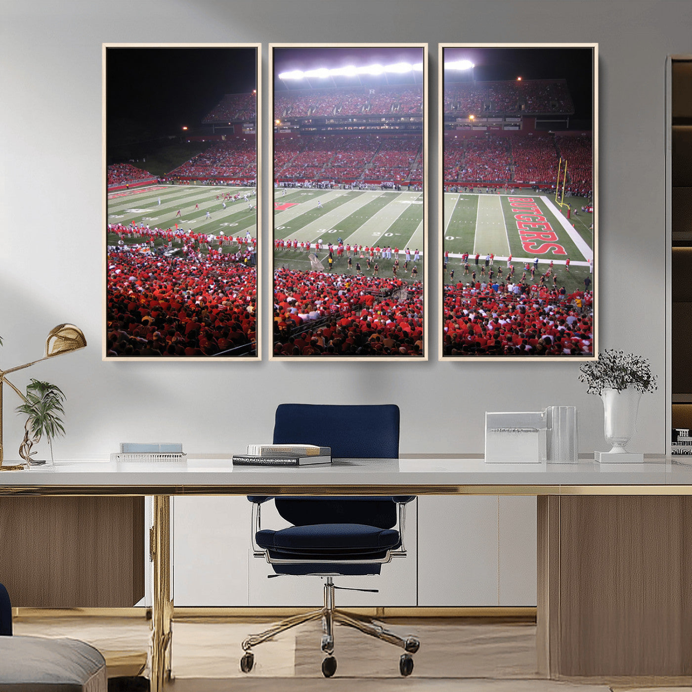 MGV-FC-48X32-3P - Rutgers University Scarlet Knights Football Team Print - Piscataway SHI Stadium Wall Art Canvas