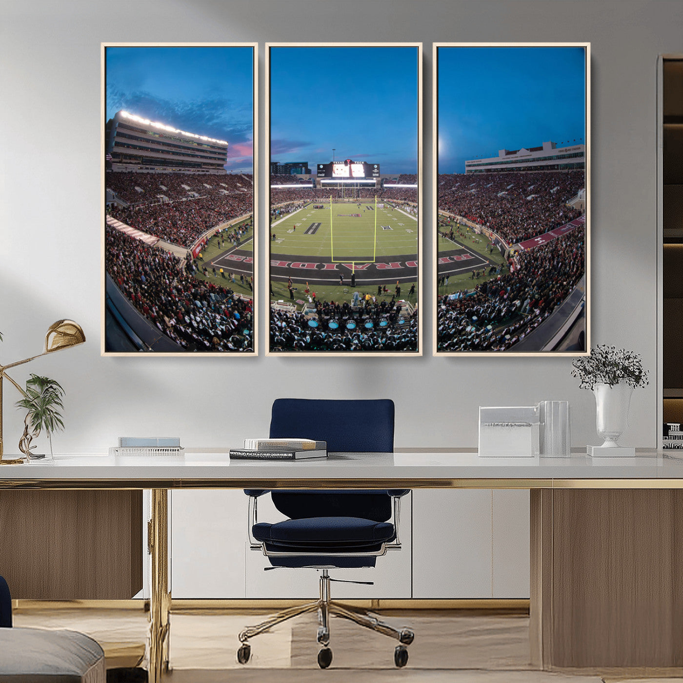 MGV-FC-48X32-3P - Texas Tech Red Raiders Canvas, Framed Football Team Print - Lubbock Jones AT&T Stadium Wall Art