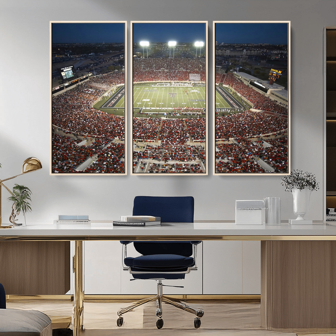 MGV-FC-48X32-3P - Texas Tech Red Raiders Football Team Print - Lubbock Jones AT&T Stadium Wall Art Canvas Print