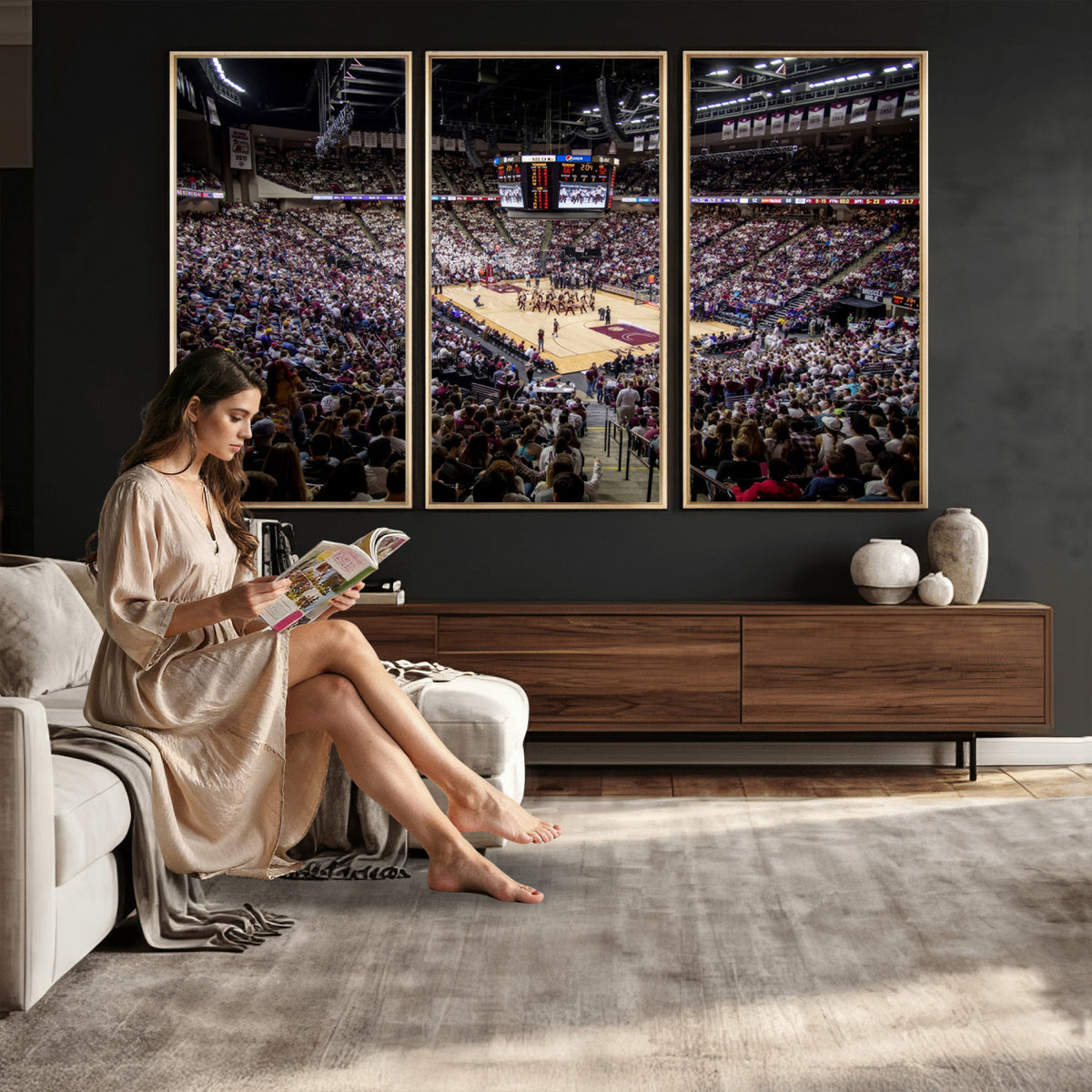76876-MGV-CV-36X24 - University of Nebraska Cornhuskers Basketball Team Print - Lincoln Red Arena Wall Art Canvas Print