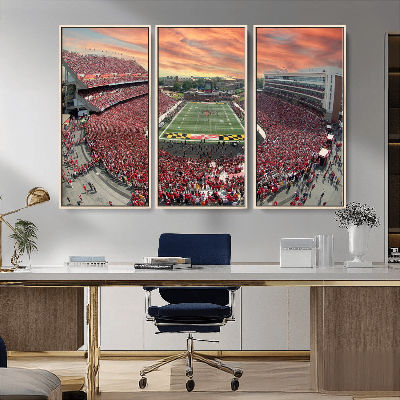MGV-FC-48X32-3P - University of Maryland Terrapins Football Team Print - College Park SECU Stadium Wall Art Canvas