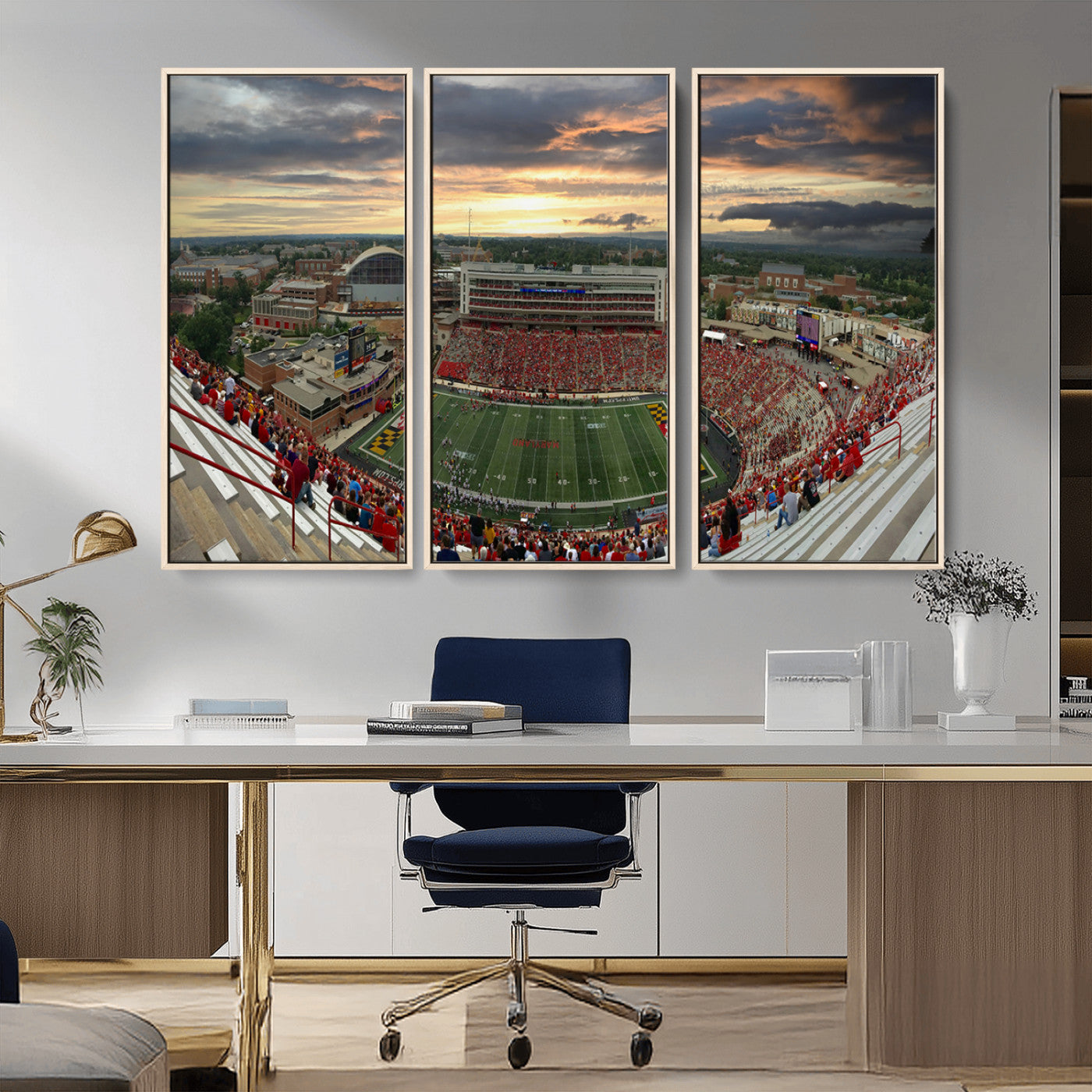 MGV-FC-48X32-3P - University of Maryland Terrapins Football Team Print - College Park SECU Stadium Wall Art Canvas