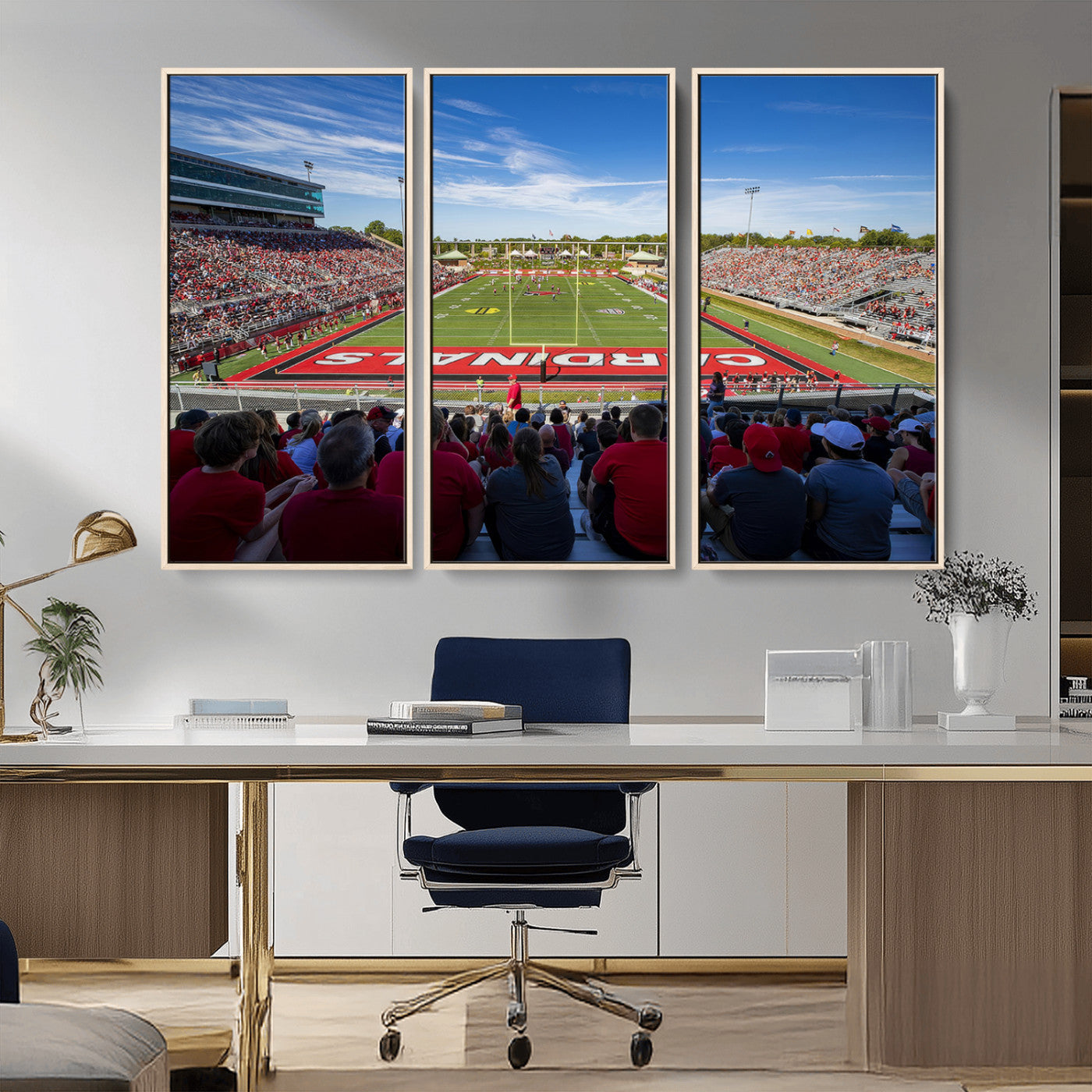 MGV-FC-48X32-3P - Ball State Cardinals Football Team Print - Muncie Scheumann Stadium Wall Art Canvas Print