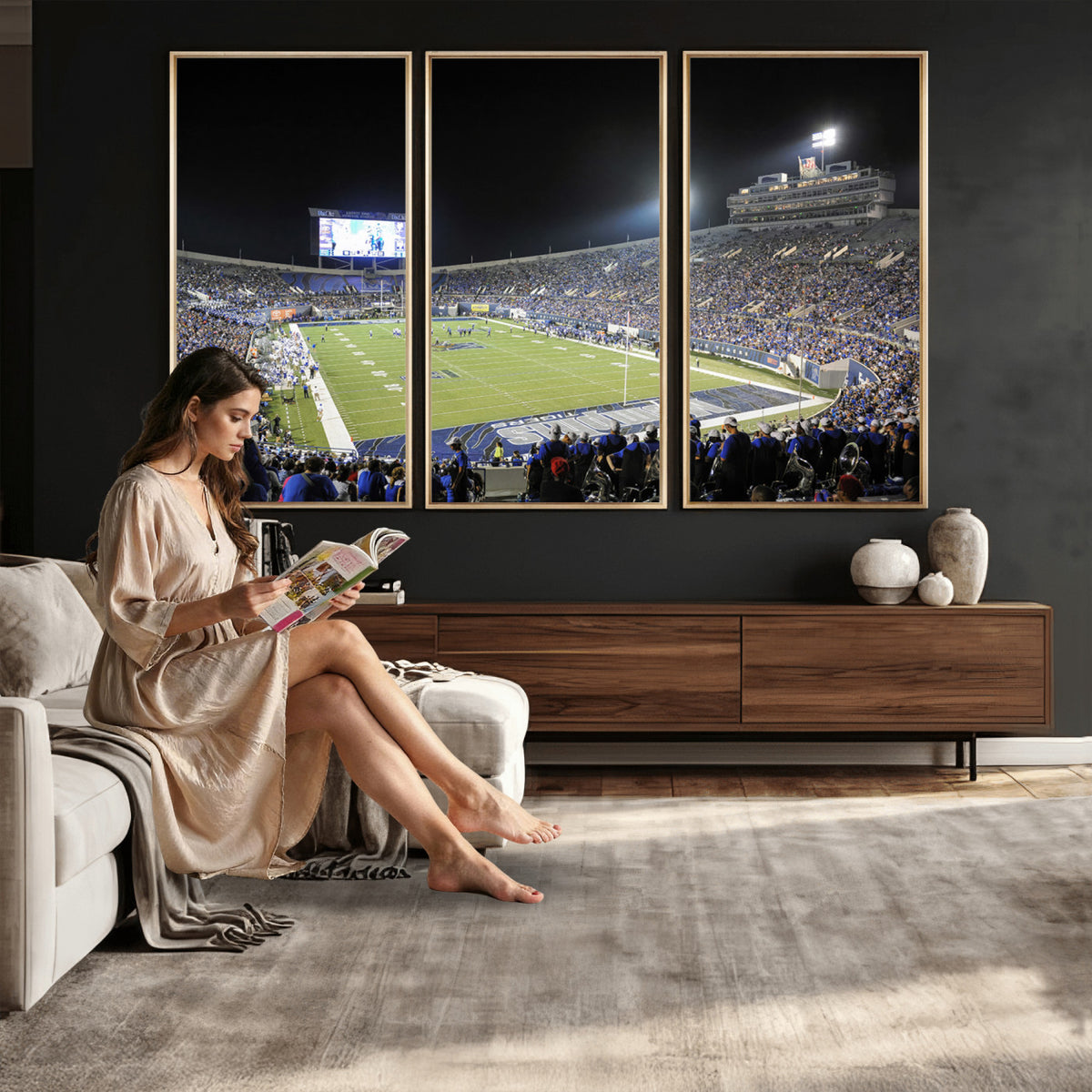 10894-PAN-FL-20X10 - University of Memphis Tigers Football Team Print - Memphis Simmons Bank Liberty Stadium Wall Art