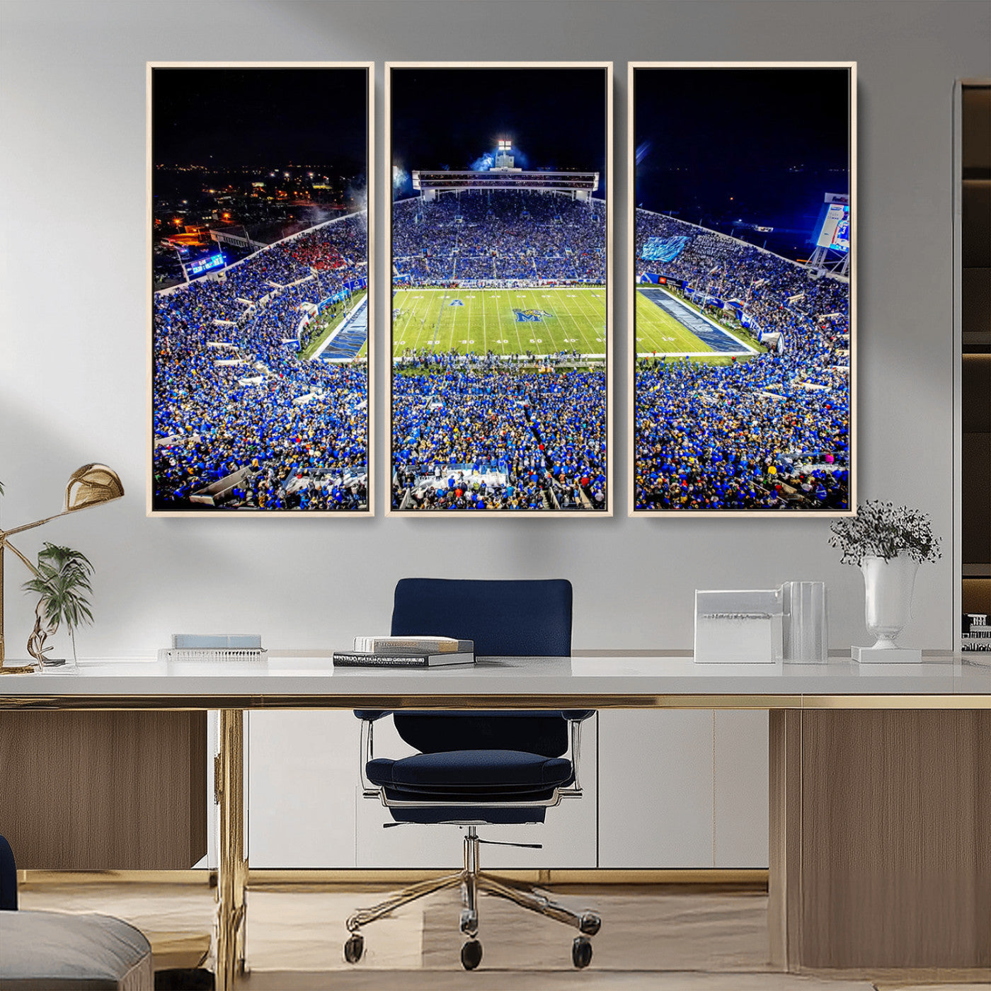 MGV-FC-48X32-3P - University of Memphis Tigers Football Team Print - Memphis Simmons Bank Liberty Stadium Wall Art