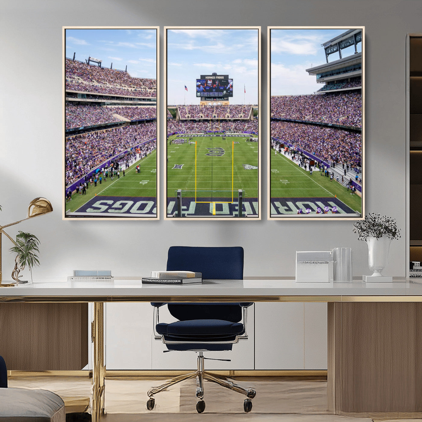 MGV-FC-48X32-3P - TCU Horned Frogs Football Team Print - Fort Worth Amon G. Carter Stadium Wall Art Canvas Print