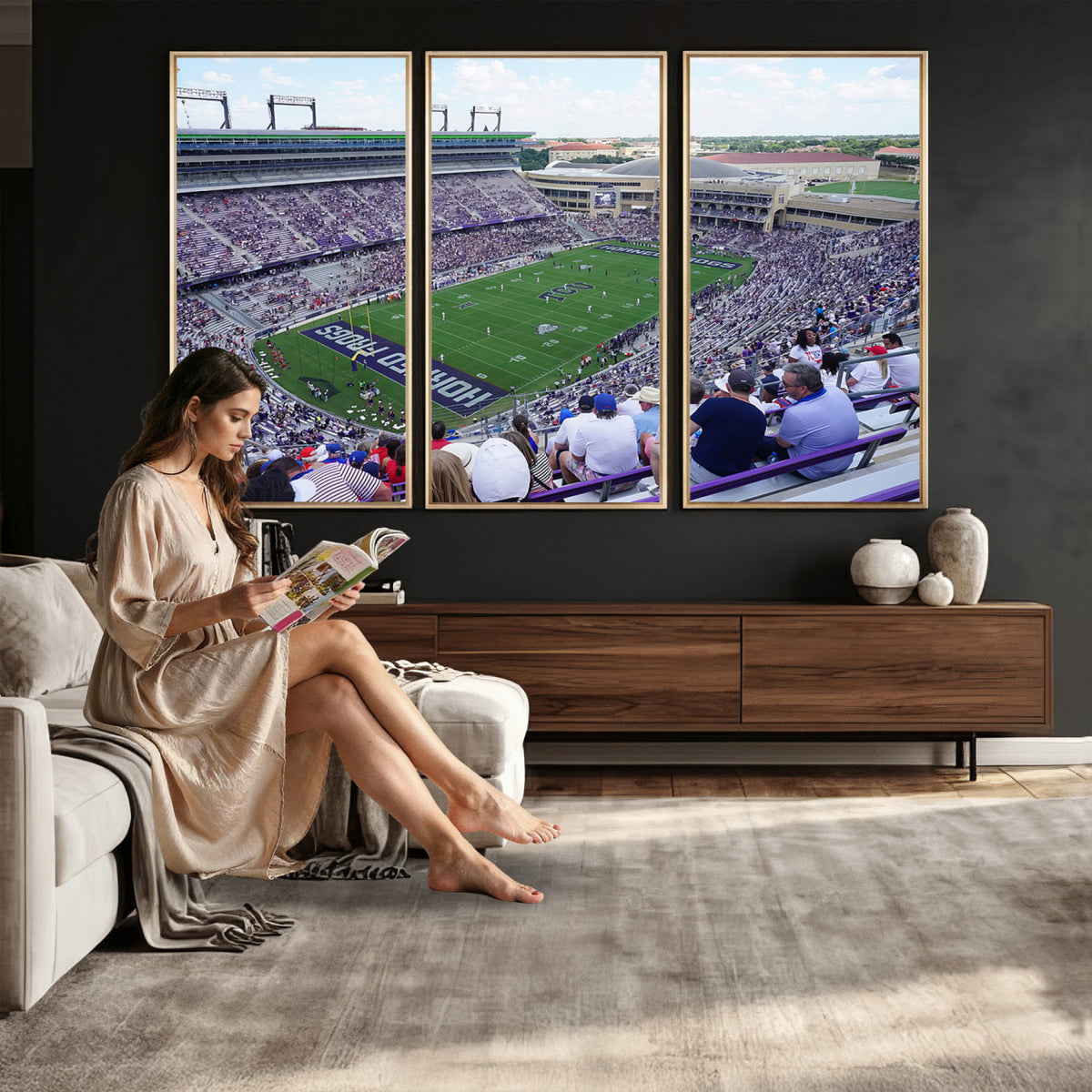 95139-MGV-CV-36X24 - The Texas Christian University TCU Horned Frogs Football Team Print, Fort Worth