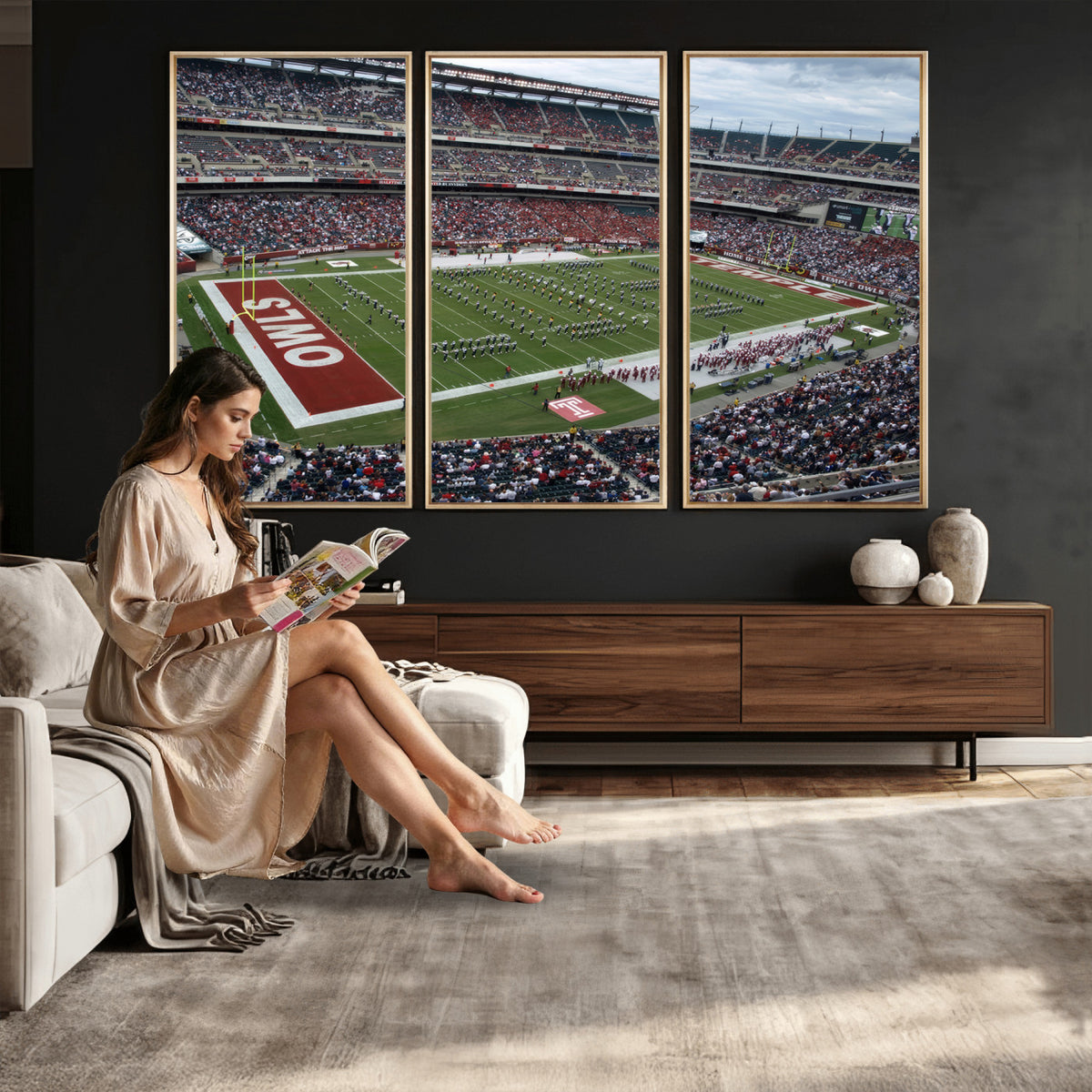 15310-PAN-FL-20X10 - The Temple University Owls Athletics Team Print - Philadelphia Lincoln Financial Field Stadium Wall