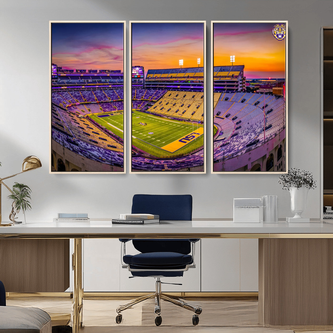93538-MGV-CV-36X24-The Louisiana State University Tigers Football Team Print - Baton Rouge Tiger Stadium Wall Art