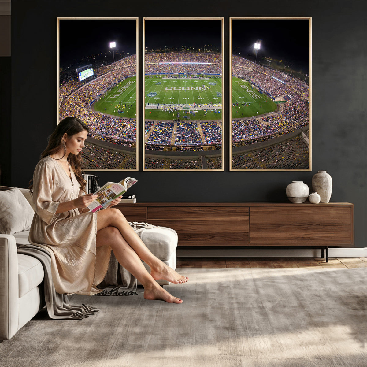 52855-MGV-CV-36X24 - The University of Connecticut UCONN Huskies Football Team Print, East Hartford