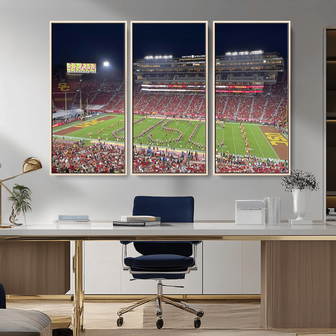 MGV-FC-48X32-3P - The University of Southern California USC Trojans Football Team Print - Los Angeles Memorial