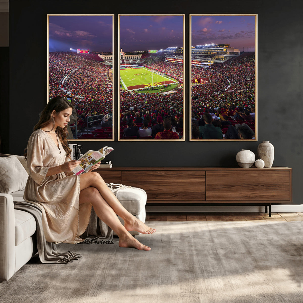 73373-MGV-CV-36X24 - The University of Southern California USC Trojans Football Team Print, Extra Large Game Room Wall Decor