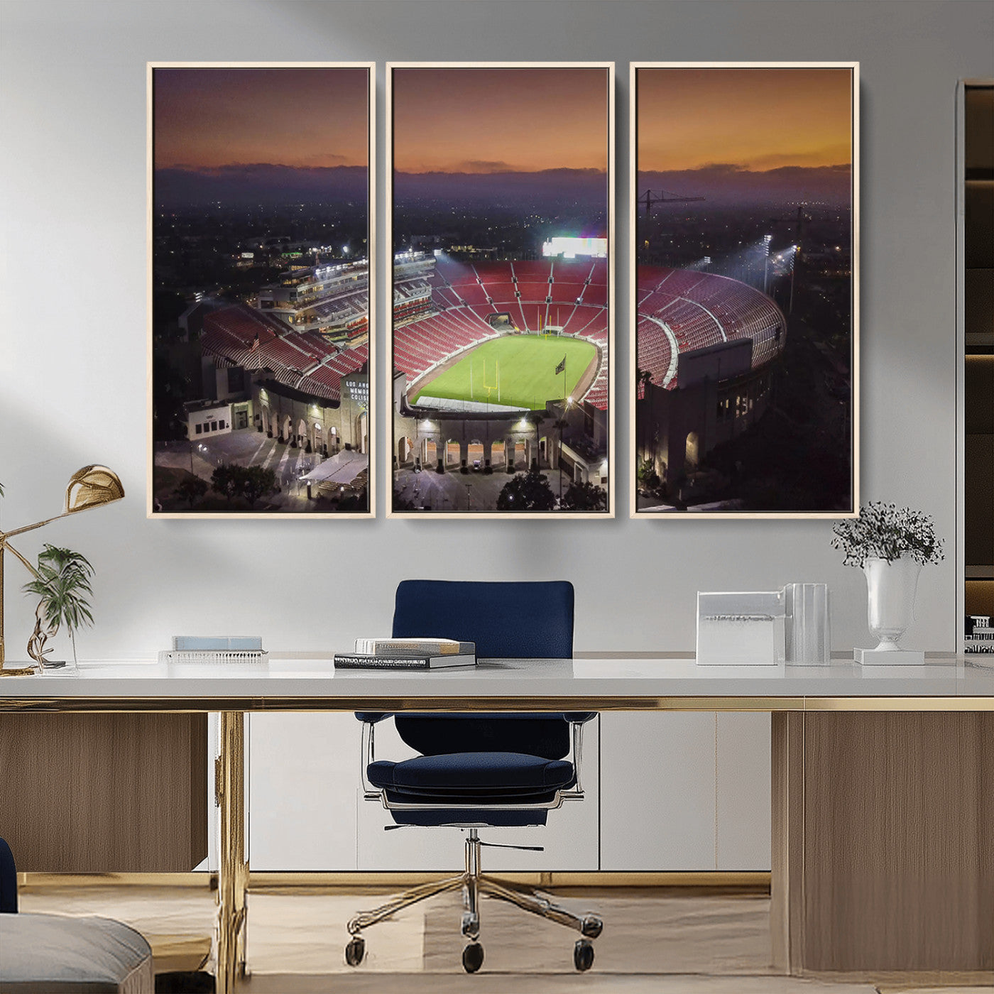 MGV-FC-48X32-3P - The University of Southern California USC Trojans Football Team Print - Los Angeles Memorial