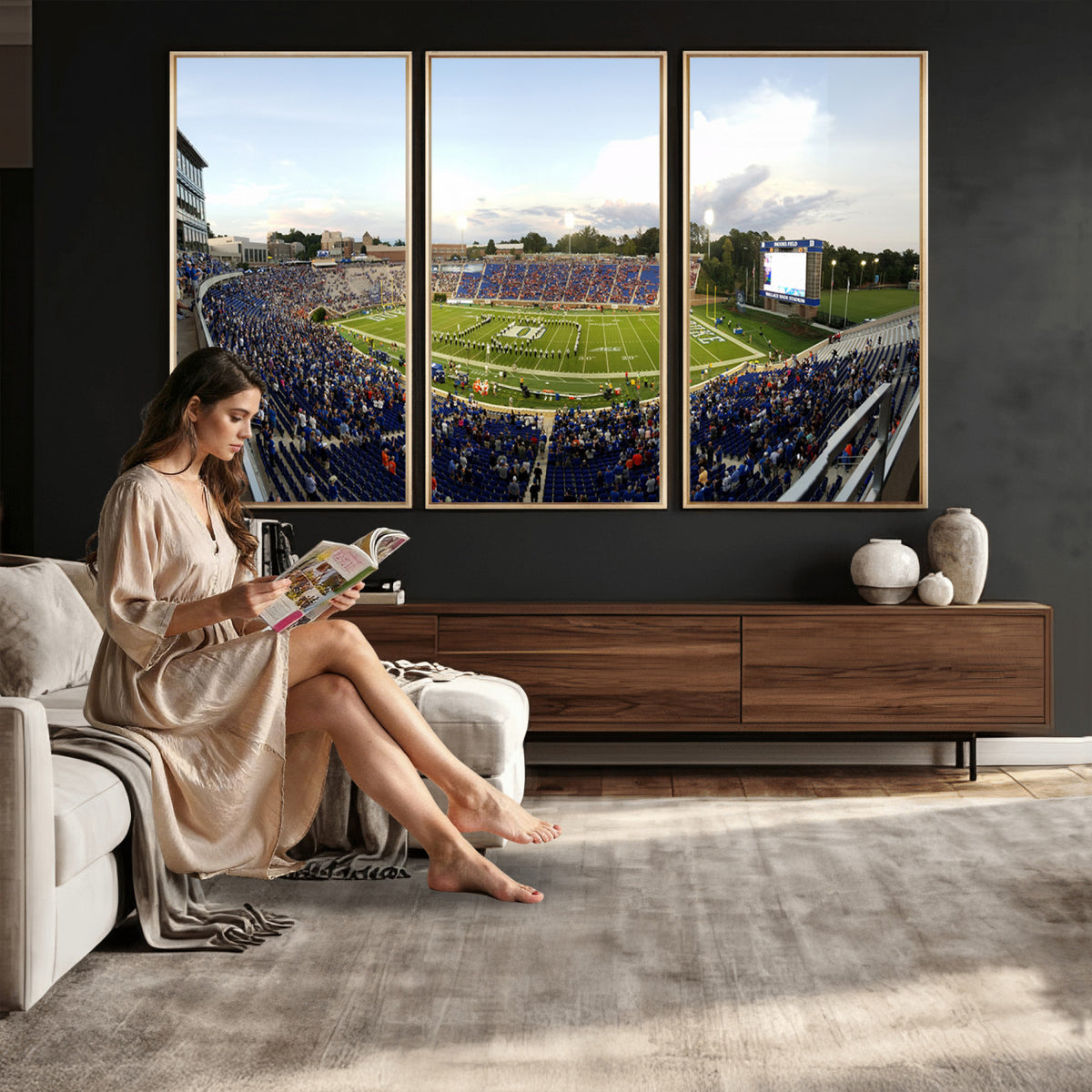 44850-MGV-CV-36X24 - The Duke University Blue Devils Football Team Print, Durham