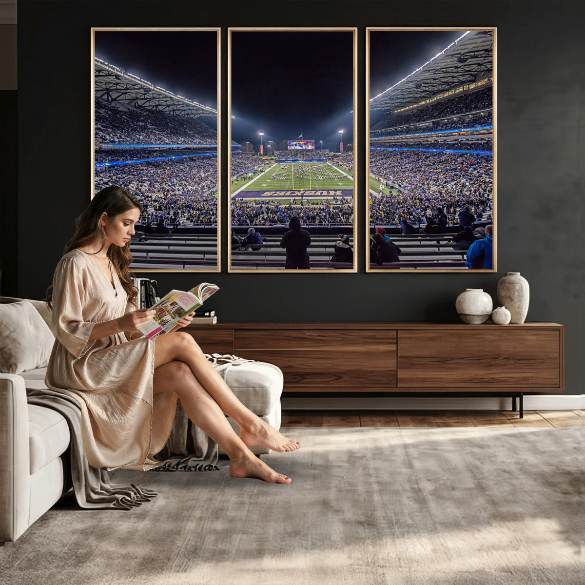 85780-MGV-CV-36X24 - The University of Washington Huskies Football Team Print, Extra Large Game Room Wall Decor