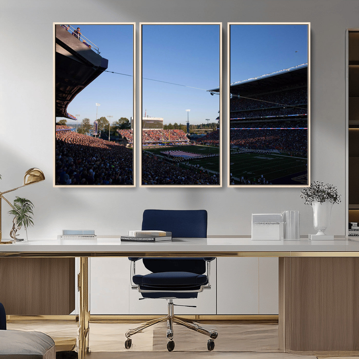 MGV-FC-48X32-3P - The University of Washington Huskies Football Team Print - Seattle Husky Stadium Wall Art Canvas