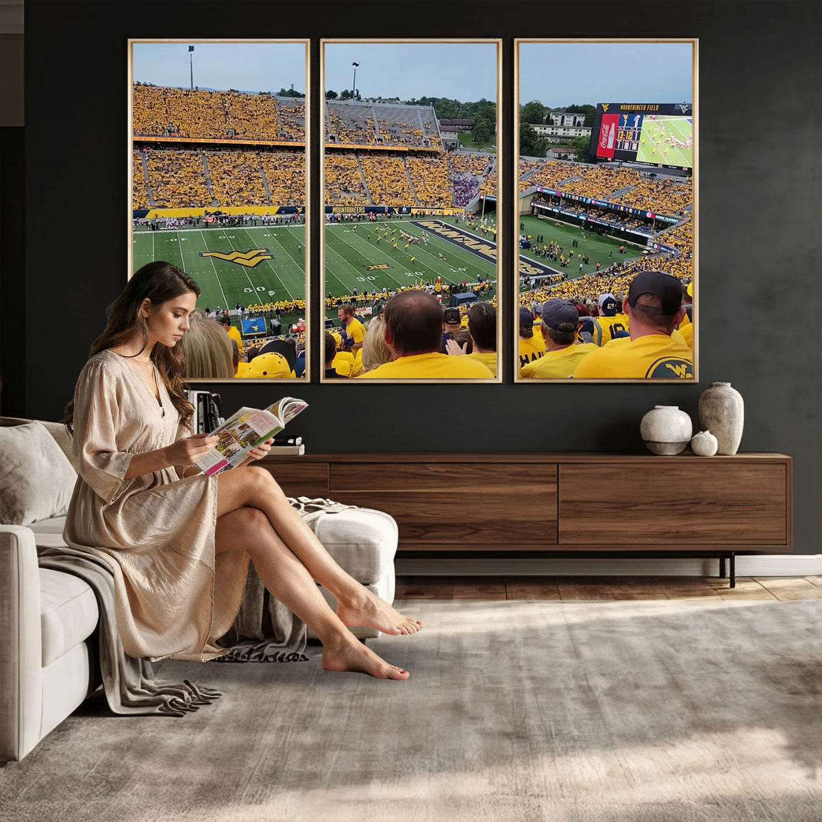 18056-MGV-CV-36X24 - Puskar Stadium Canvas Print Wall Art, Morgantown Print