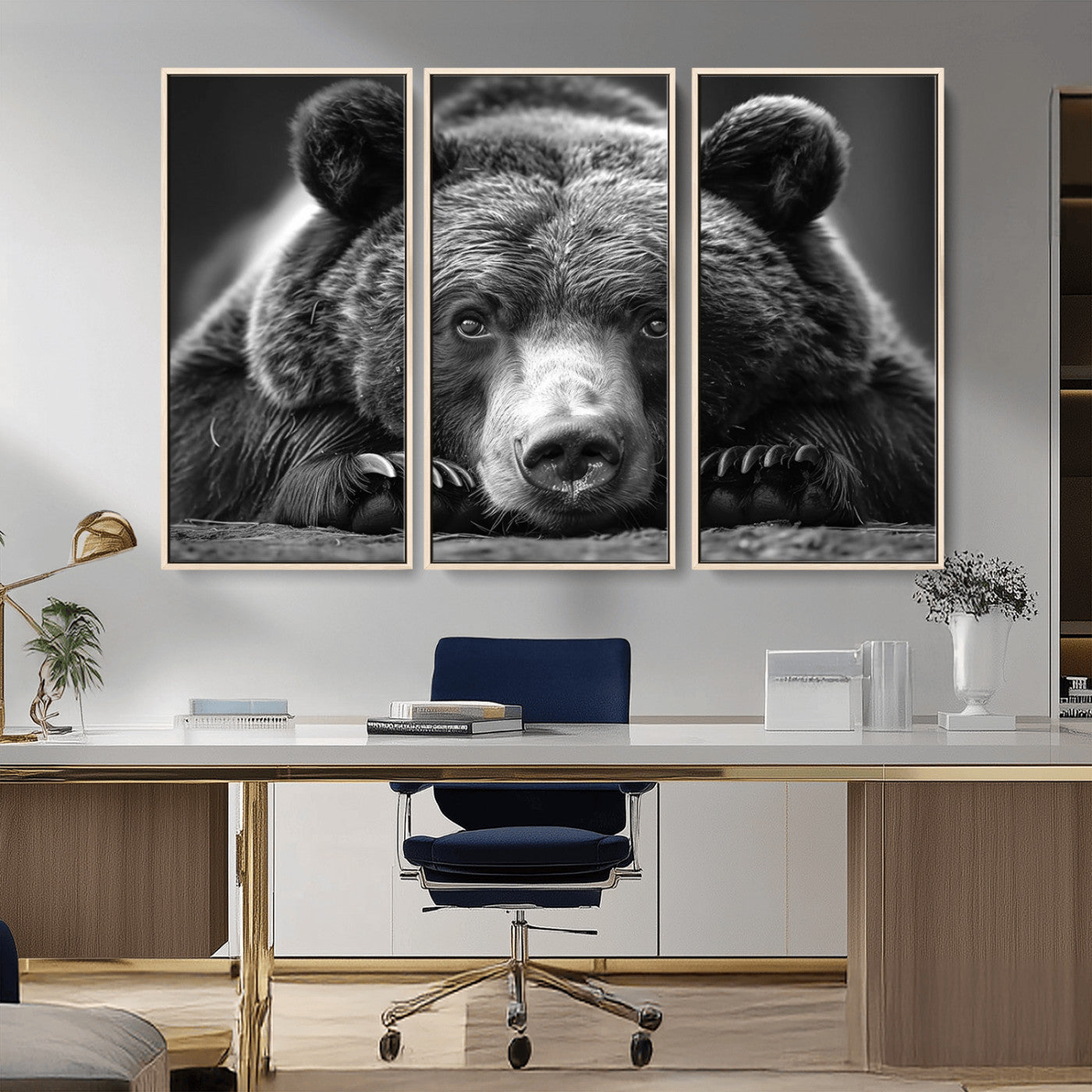 MGV-FC-48X32-3P - Resting Grizzly 399 Bear Canvas Print | Ready to Hang Wall Art | Rustic Cabin & Farmhouse Decor |