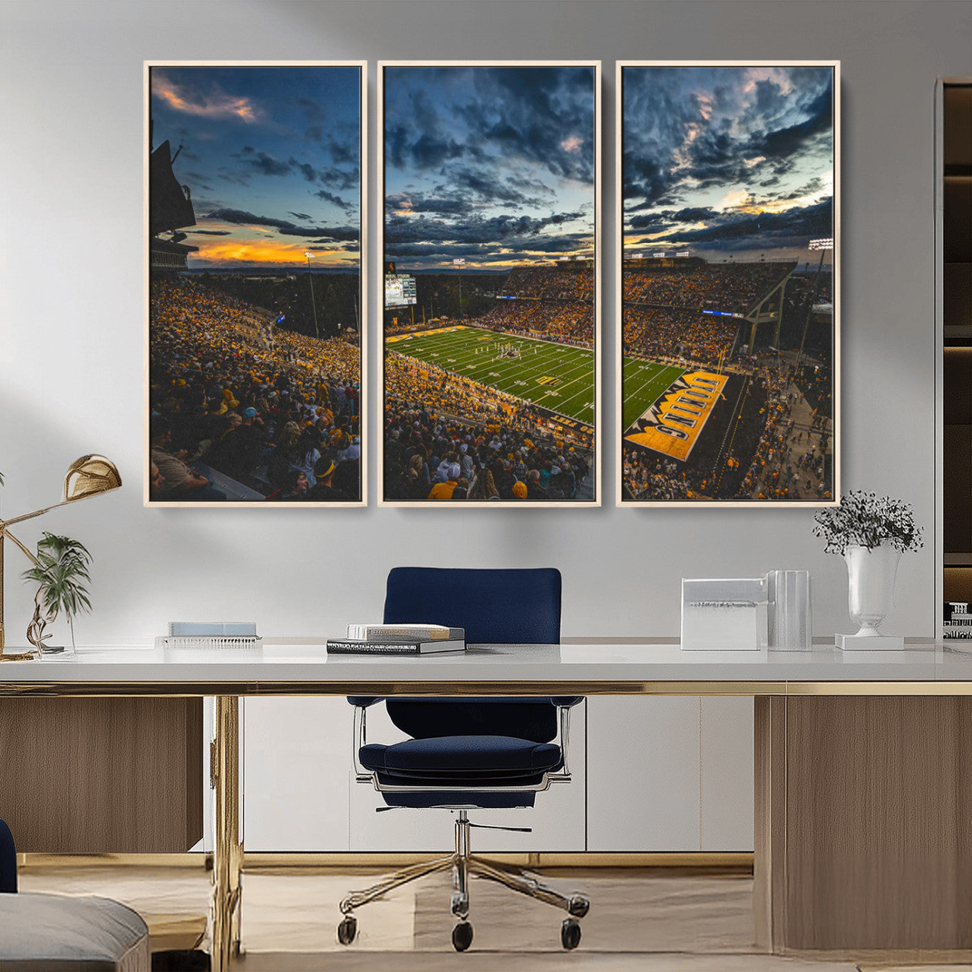 MGV-FC-48X32-3P - University of Wyoming Cowboys Football Team Print - Laramie War Memorial Stadium Wall Art Canvas