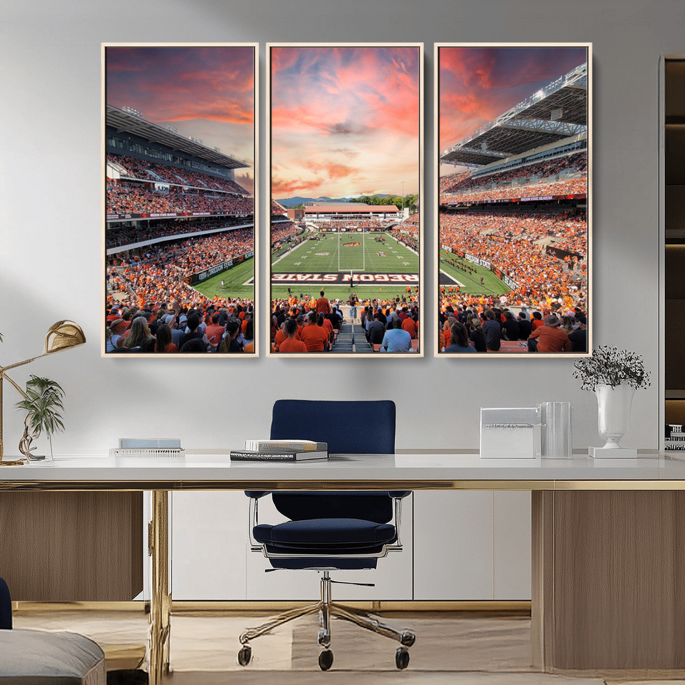 MGV-FC-48X32-3P - Oregon State Beavers Football Team Print - Corvallis Reser Stadium Wall Art Canvas Print