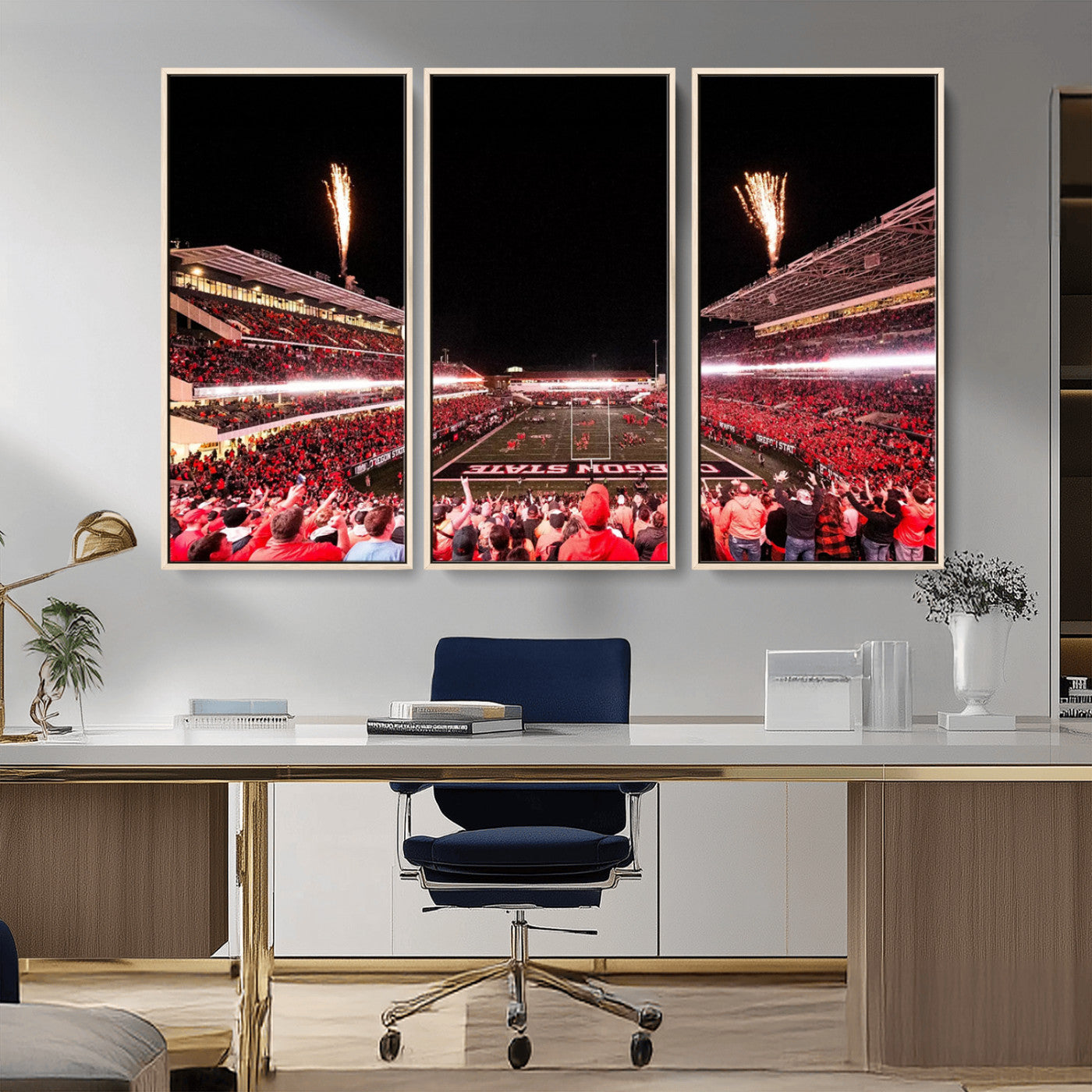 MGV-FC-48X32-3P - Oregon State Beavers Football Team Print - Corvallis Reser Stadium Wall Art Canvas Print