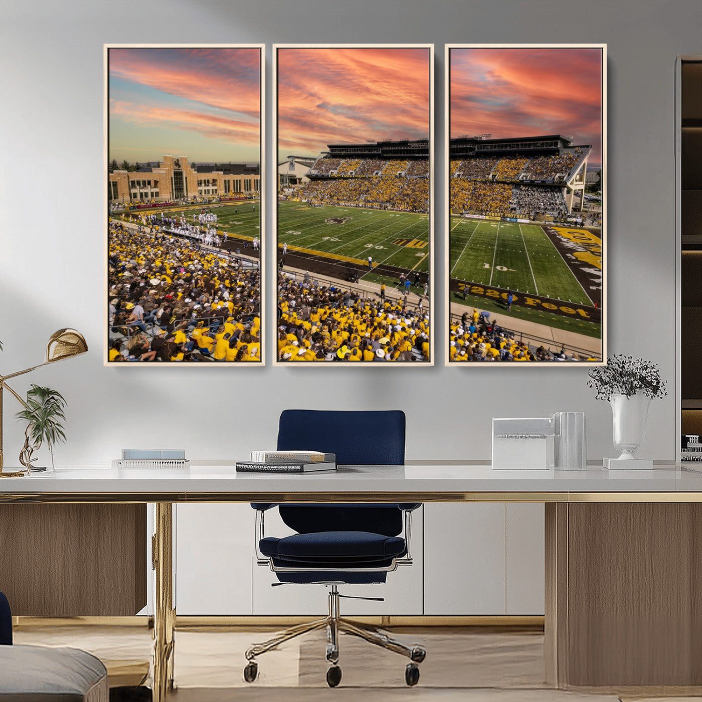 MGV-FC-48X32-3P - University of Wyoming Cowboys Football Team Print - Laramie Jonah Field War Memorial Stadium Wall