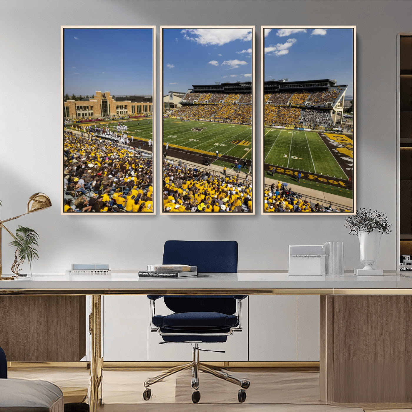 MGV-FC-48X32-3P - University of Wyoming Cowboys Football Team Print - Laramie Jonah Field War Memorial Stadium Wall