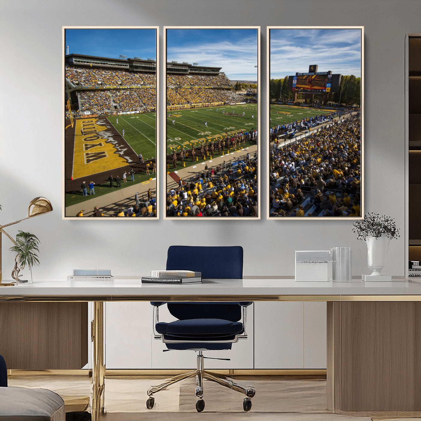 MGV-FC-48X32-3P - University of Wyoming Cowboys Football Team Print - Laramie Jonah Field War Memorial Stadium Wall