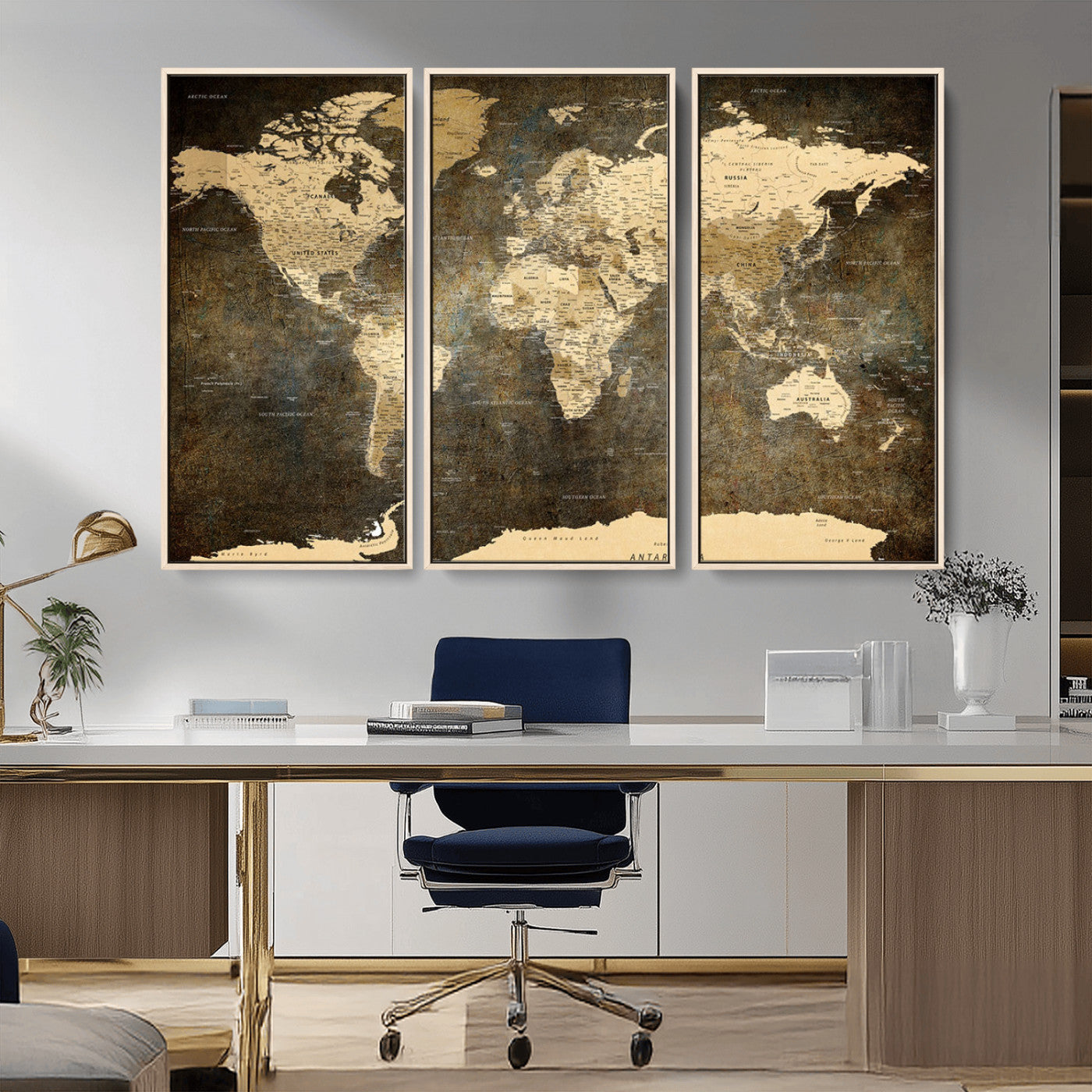 MGV-FC-48X32-3P - Push Pin World Map Canvas Print – Framed Wall Art for Couples to Track Their Travels – Anniversary