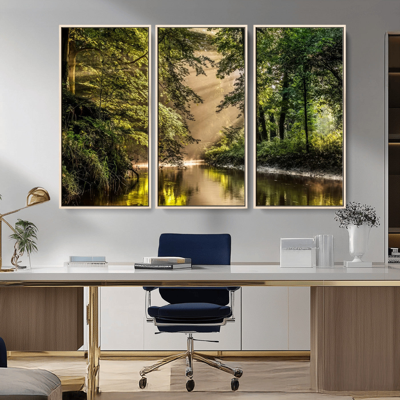 MGV-FC-48X32-3P - Forest Wall Art Print | River Landscape Wall Art | Perfect for Farmhouse Wall Decor, Cabin Wall Art