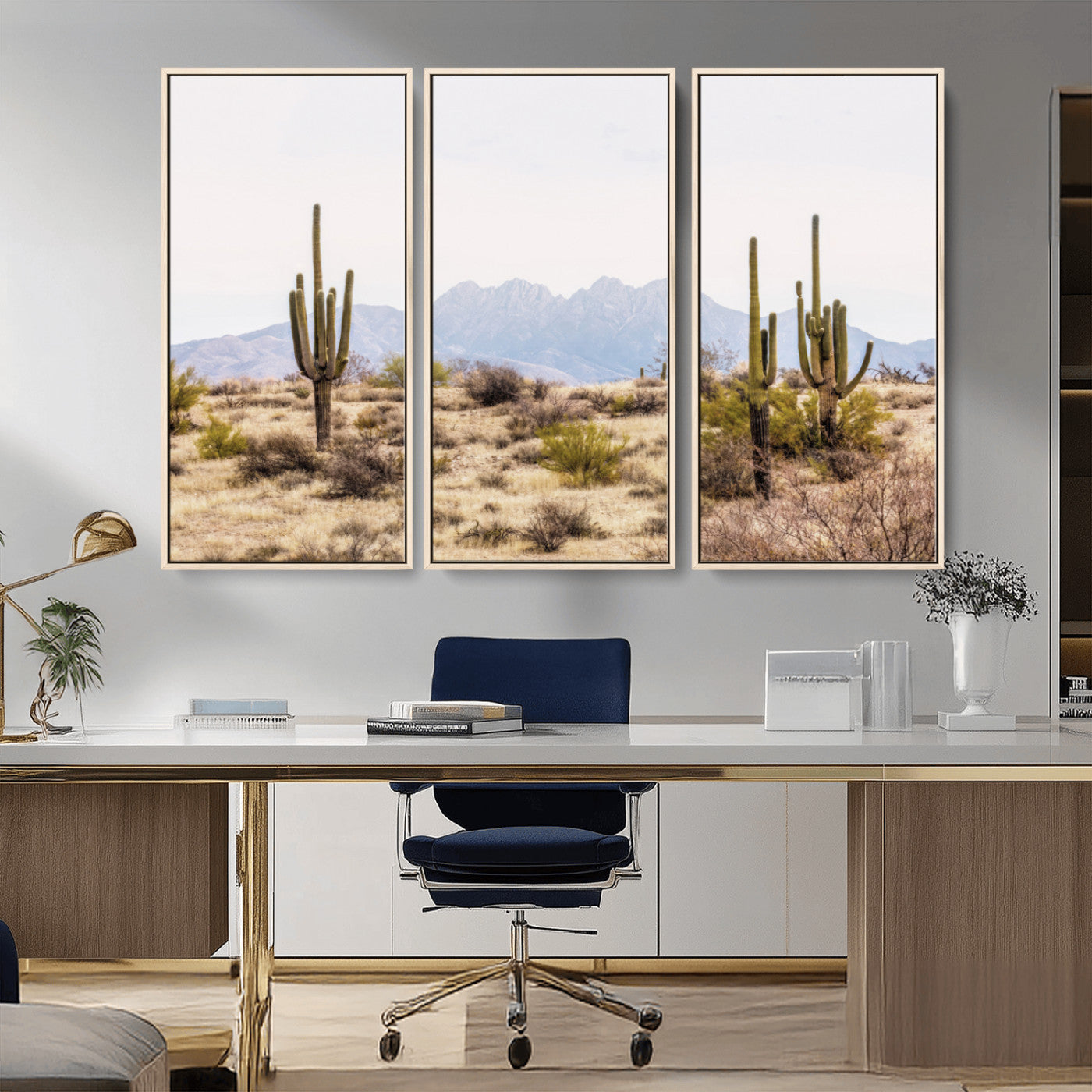 MGV-FC-48X32-3P - Arizona Desert Wall Art Print | Arizona Desert Canvas Print with Saguaro Cacti | Southwestern