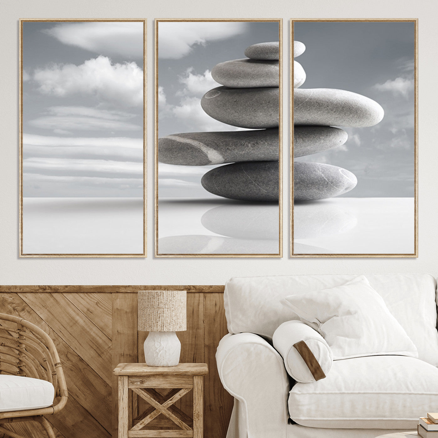 Black and White Zen Stones Canvas - Gallery Wrapped Art