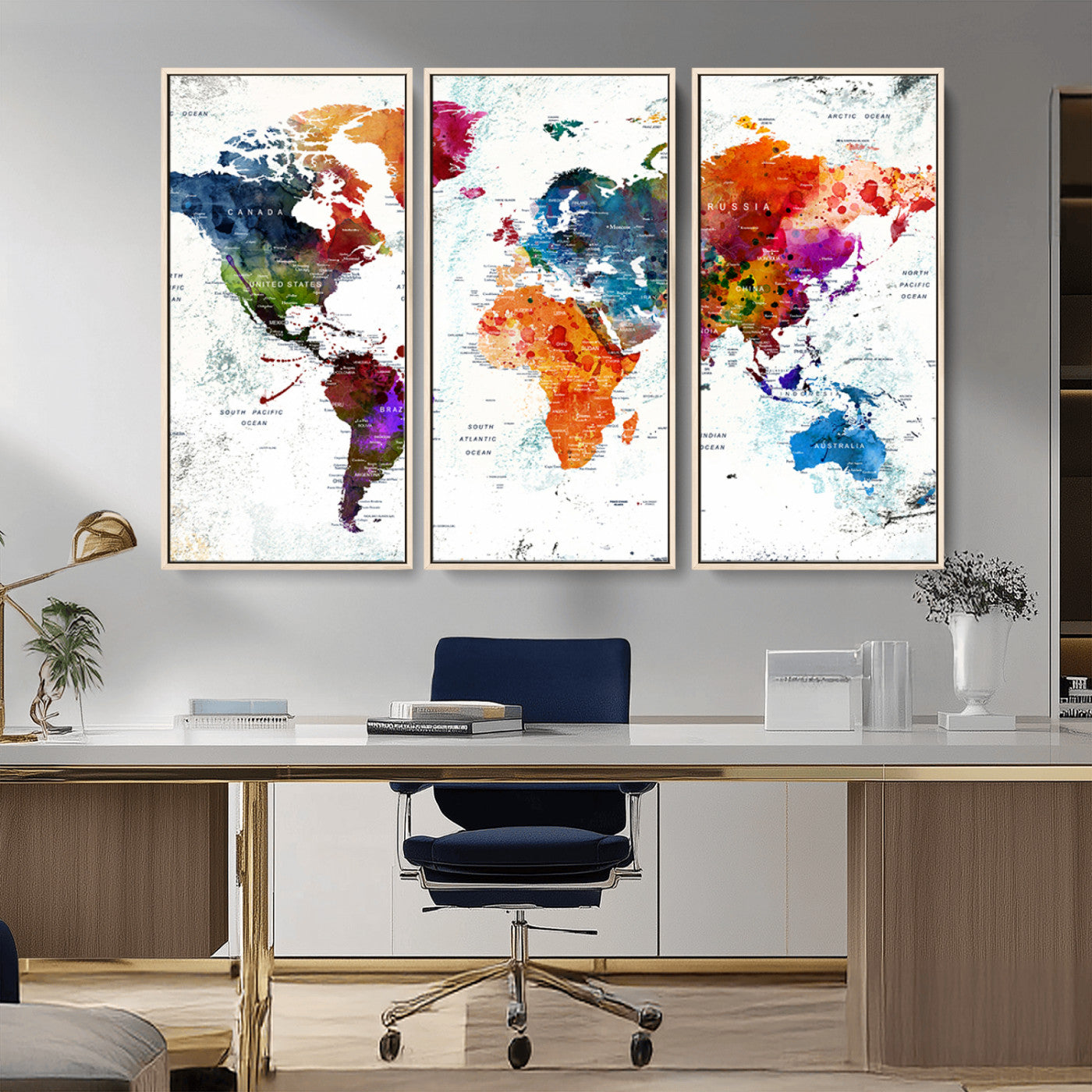 MGV-FC-48X32-3P - Push Pin World Map Canvas Print – Framed Wall Art for Couples to Track Their Travels – Anniversary