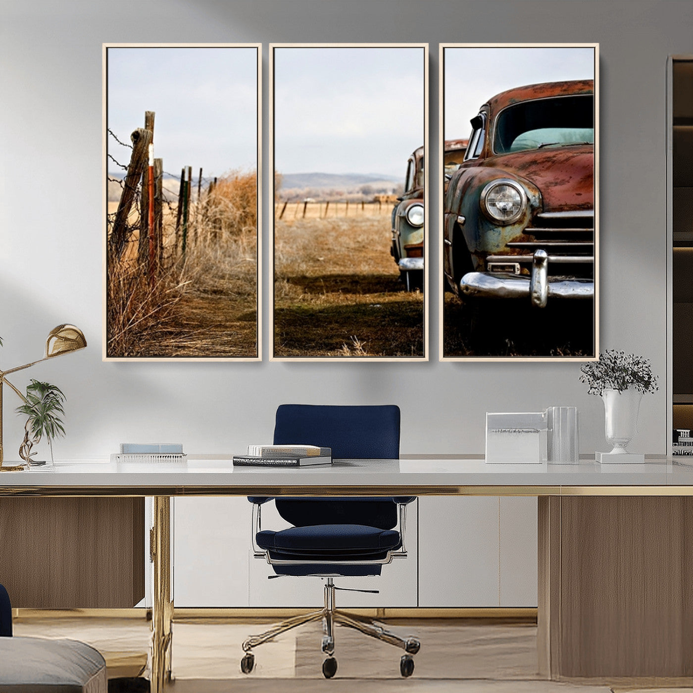 33308-MGV-FC-48X32-3P_Natural-Classic Cars Vintage Wall Art Canvas Print