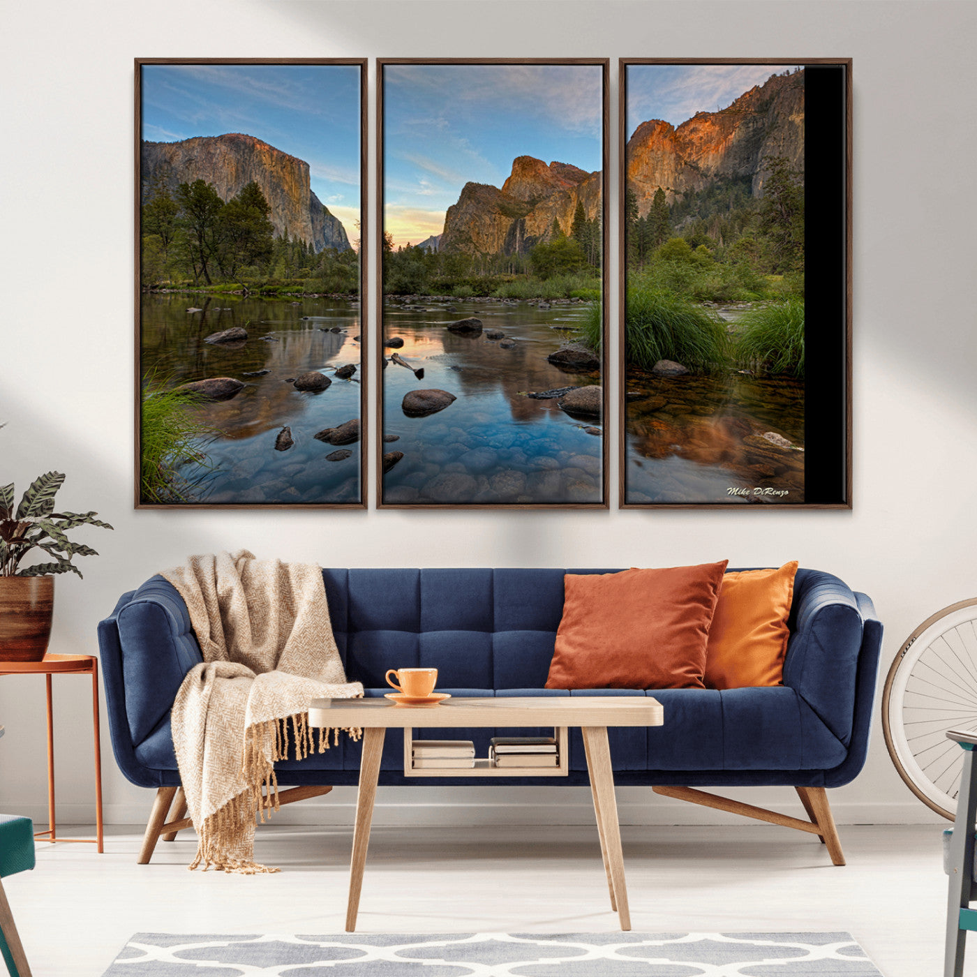 Canvas of Yosemite Valley with El Capitan and sunset reflections in a calm river, perfect for rustic or nature-themed décor.