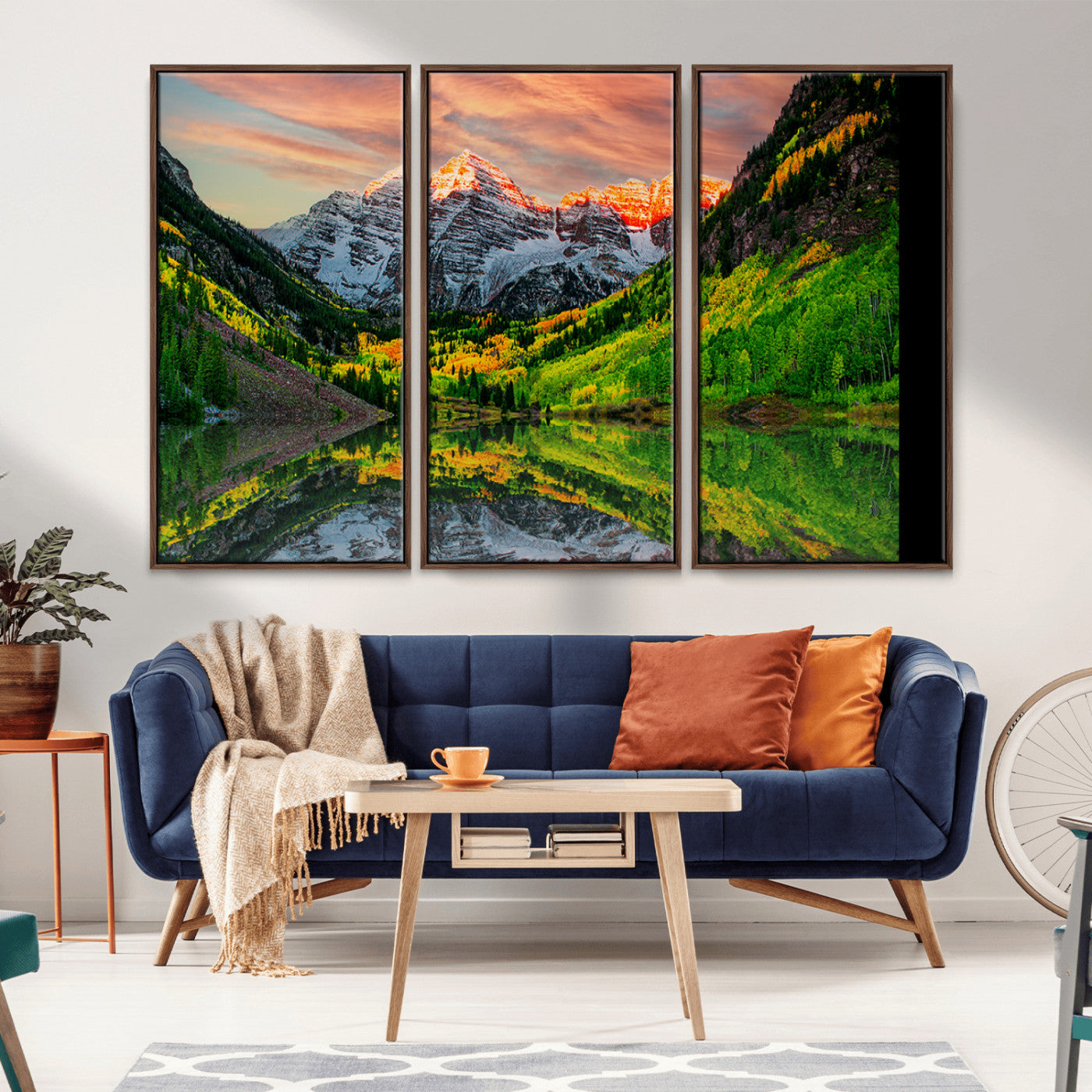 Maroon Bells Lake Wall Art Canvas Print – Majestic Colorado Mountain Landscape, Autumn Reflection, Multi-Panel Framed Artwork for Home, Office Decor