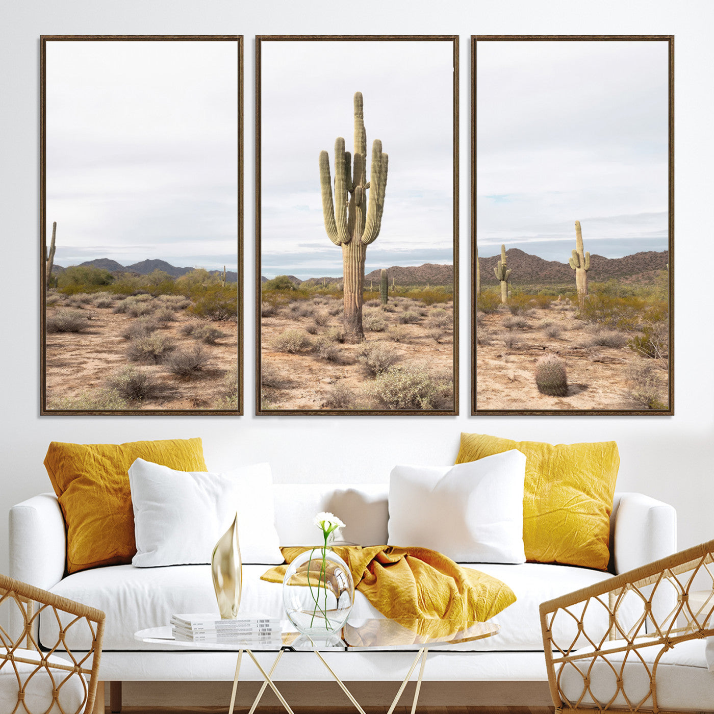 96147924-MGV-CV-36X24-Saguaro Cactus Wall Art Canvas Print, Framed Desert Art Picture Print, Minimalism Perfect Boho Decor, Framed Saguaro Cactus Canvas