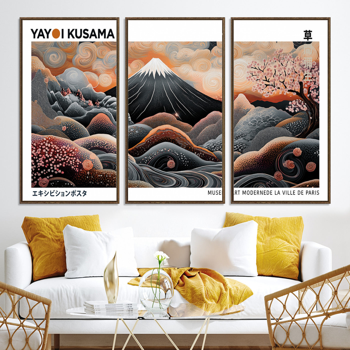 63125329-MGV-CV-36X24-Yayoi Kusama Wall Art Canvas Print, Framed Contemporary Dot Art Picture Print, Japanese Style Perfect Japanese Decor