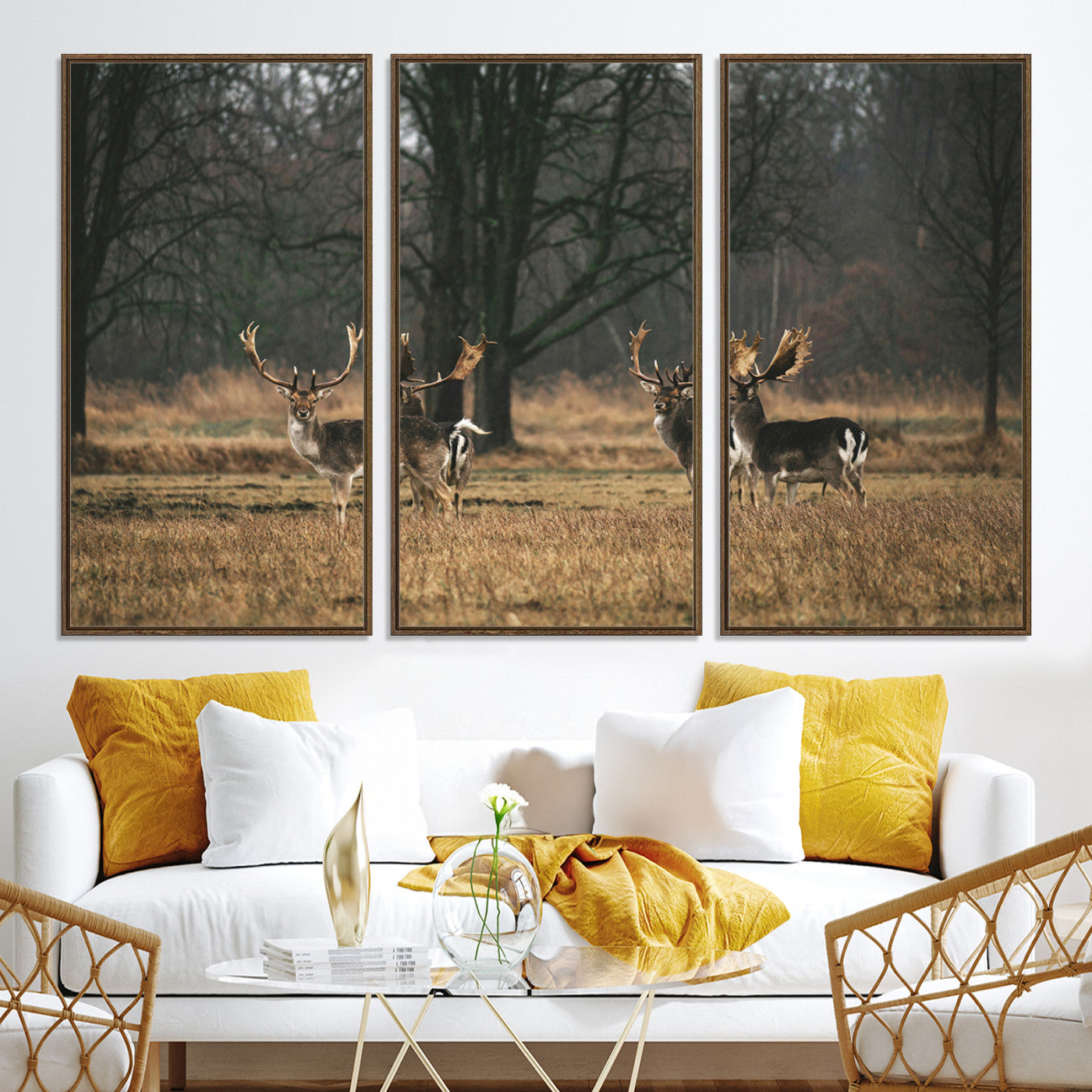 55348744-MGV-CV-36X24-Deer Photography Wall Art Canvas Print, Framed Rustic Wildlife Art Picture, Rustic Deer Wall Art Print