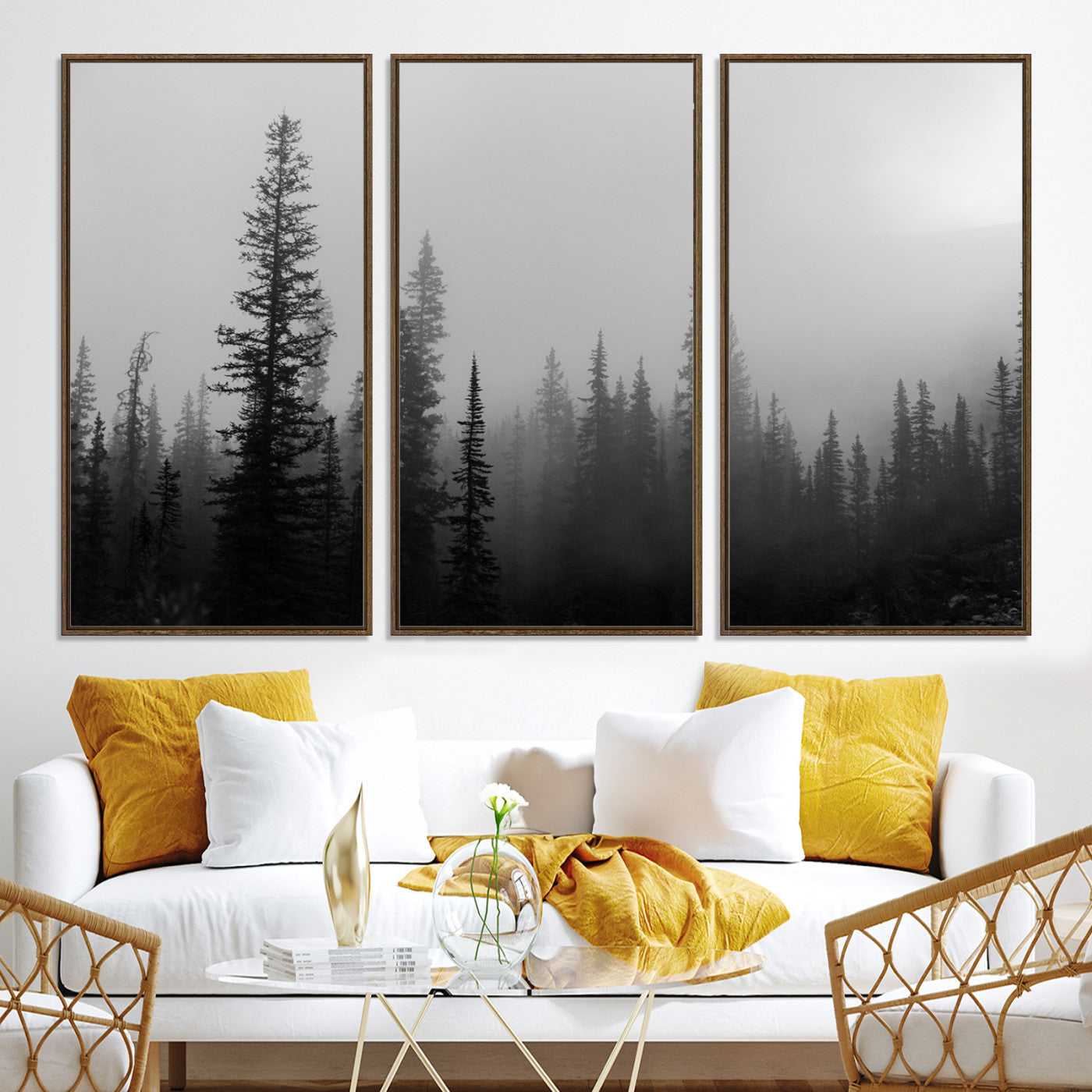 73138900-MGV-CV-36X24-Misty Pines Wall Art Canvas Print - Perfect Rustic Decor