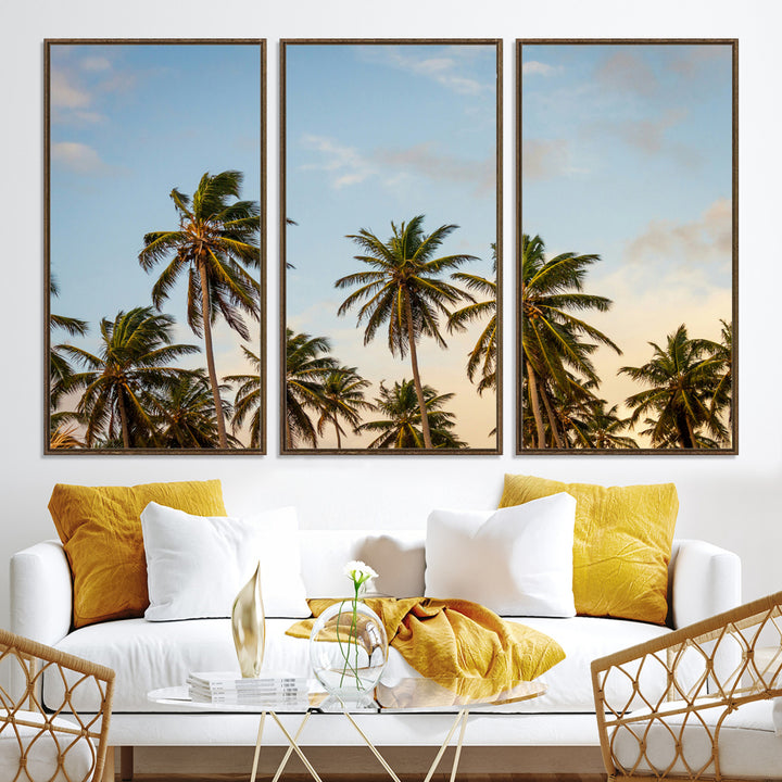 Palms Wall Art Canvas Print, Framed Tropical Art Picture Print, Coastal Perfect Coastal Decor Artwork