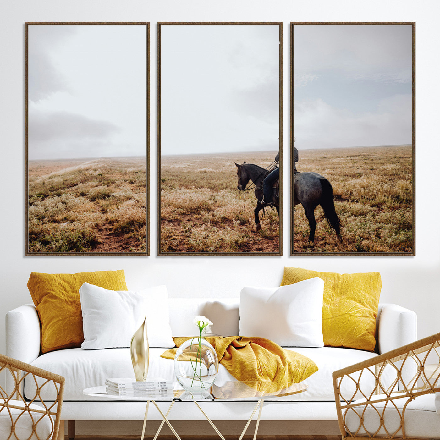 57597730-MGV-CV-36X24-Cowboy Wall Art Wall Art Canvas Print, Framed Western Canvas Art Picture Print, Rustic Ranch Scene Perfect Rustic Western Decor Artwork
