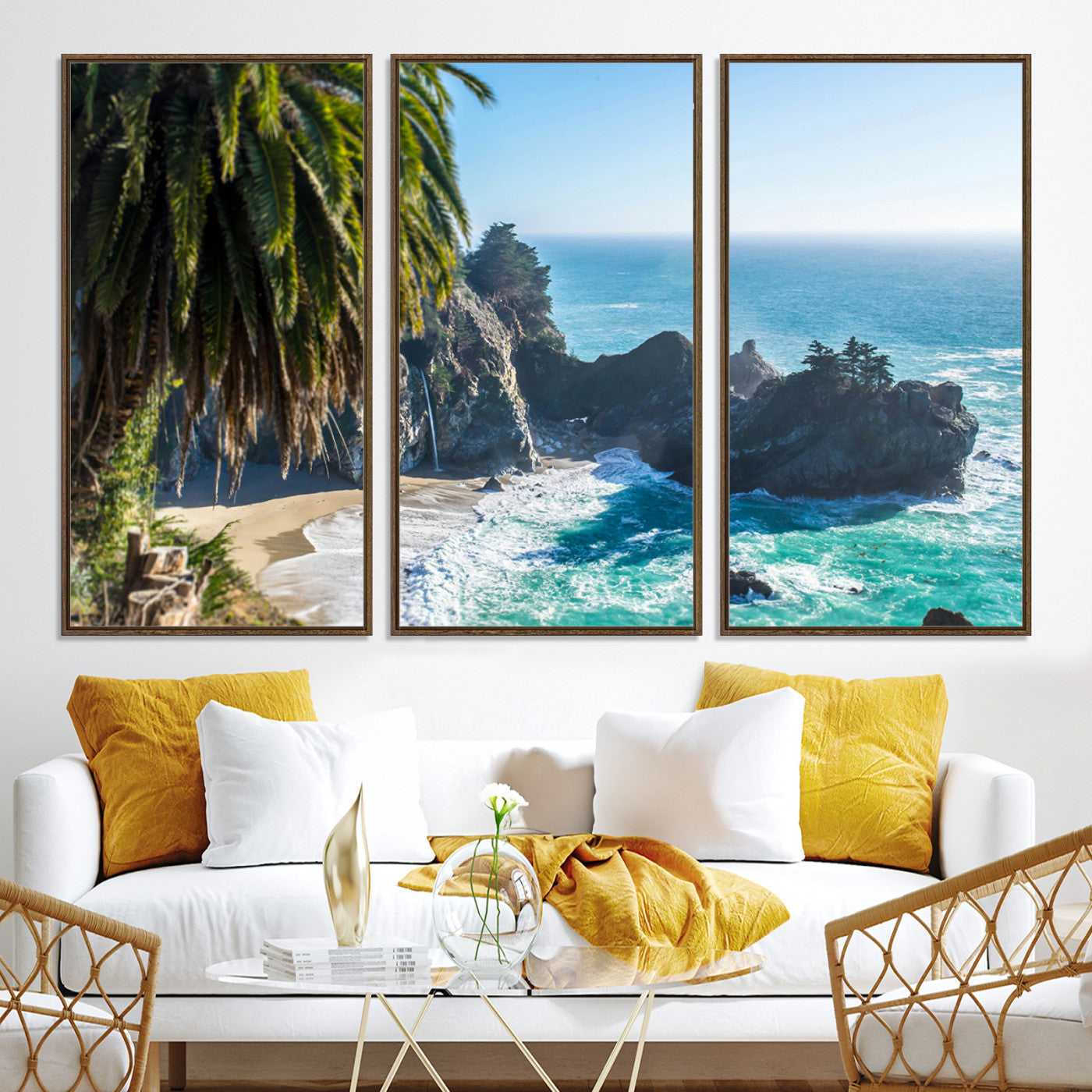 49714835-MGV-CV-36X24-Big Sur Photography Wall Art Canvas Print, Framed California Coastline Art Picture Print, Tropical Seascape Perfect Coastal Minimalist Decor