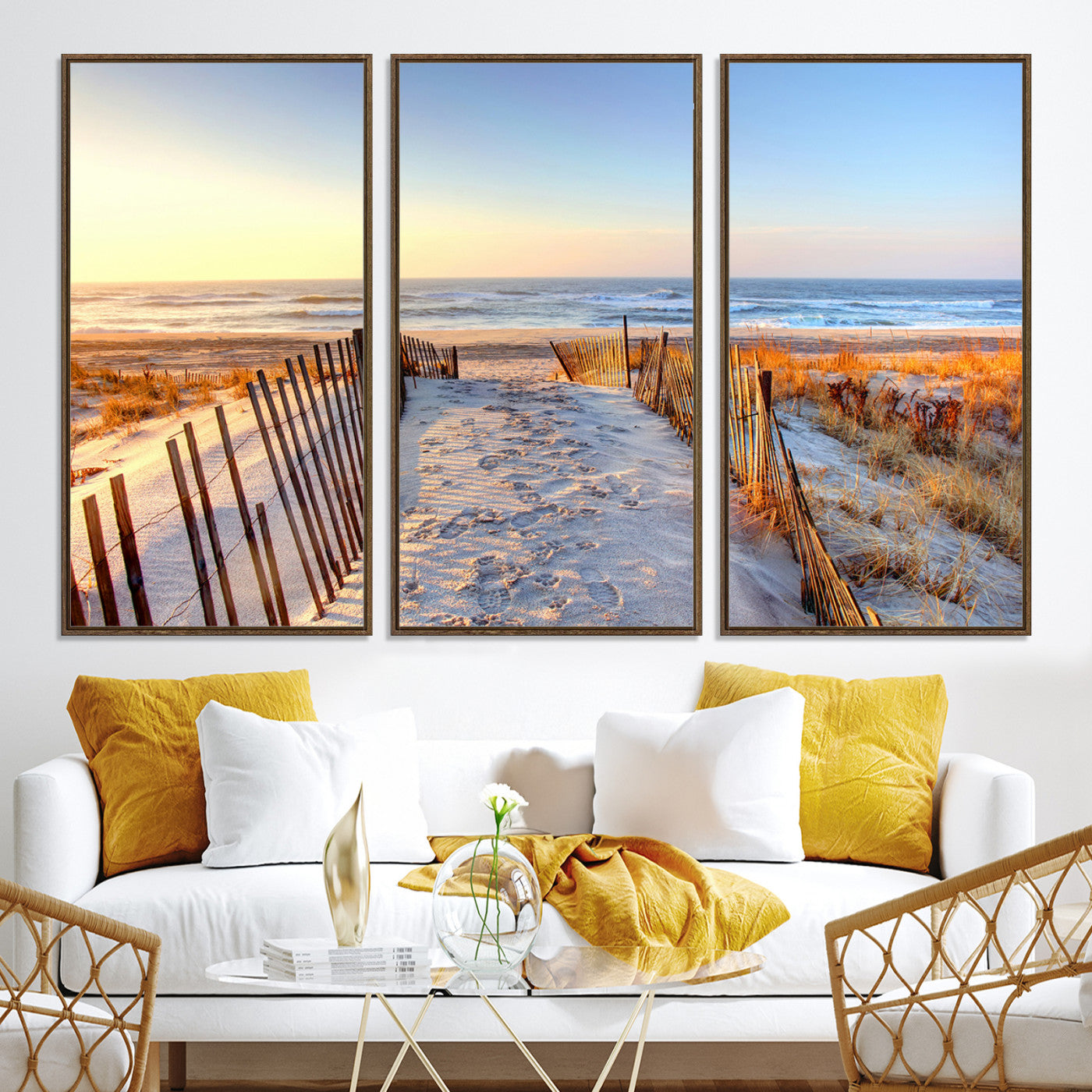 73351887-MGV-CV-36X24-Ocean Sunset Wall Art Wall Art Canvas Print, Framed Nautical Photography Art Picture Print, Summer Beach House Decor Perfect Coastal