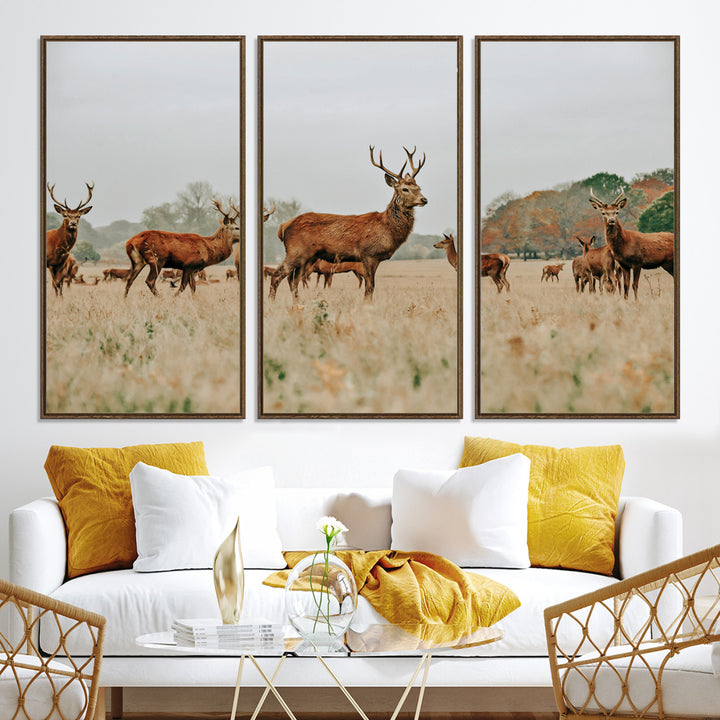Rustic Deer Print Wall Art Canvas Print