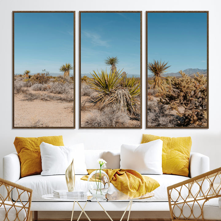 Joshua Tree Wall Art Canvas Print, Desert Landscape Print, Framed Warm Earth Tones Art Print, Large California Southwest Printing