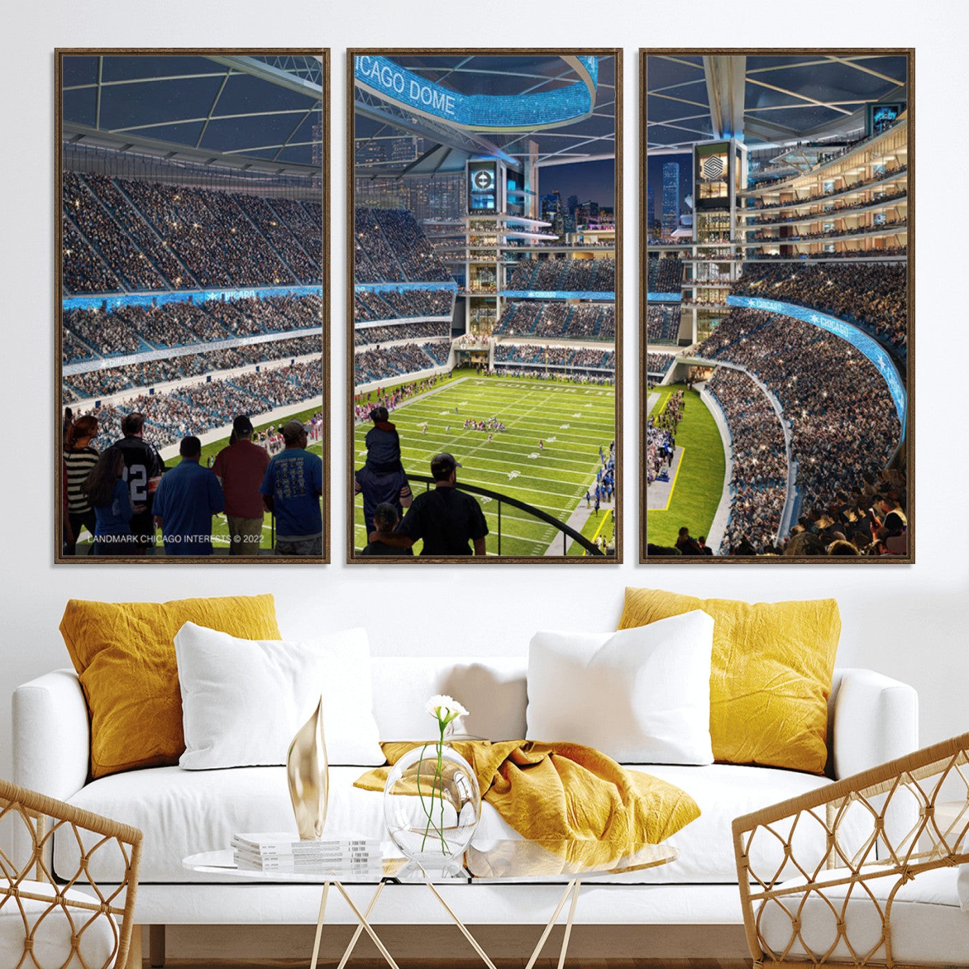 41816511-MGV-CV-36X24-Chicago Bears Soldiers Field Wall Art Canvas Print – Framed Football Stadium Artwork for Sports Fans, Soldier Field Skyline Canvas Decor for Game Room or Man Cave