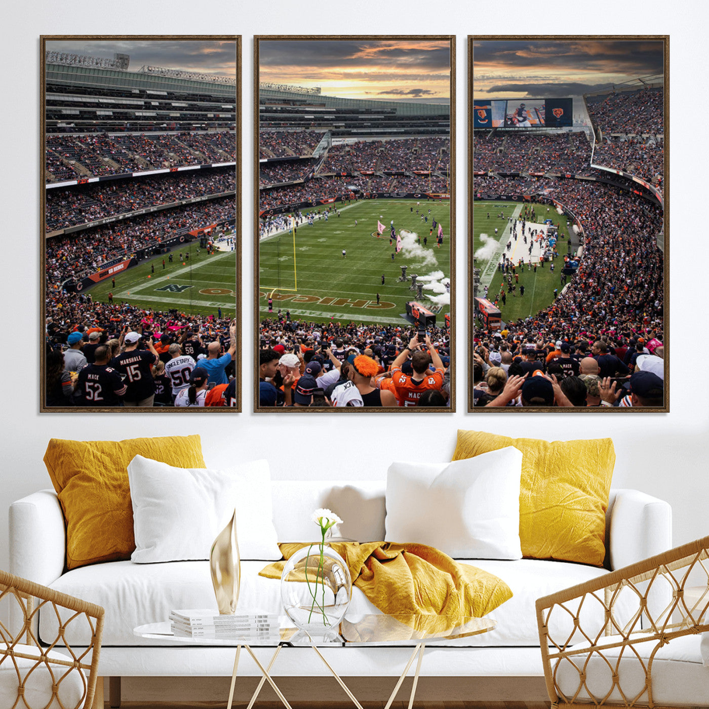 87578930-MGV-CV-36X24-Chicago Bears Soldiers Field Wall Art Canvas Print – Framed Football Stadium Artwork for Sports Fans, Soldier Field Skyline Canvas Decor for Game Room or Man Cave